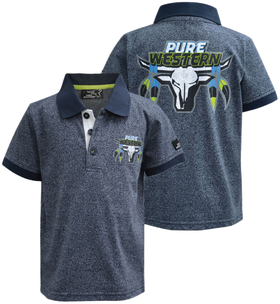 Pure Western Boys Quinten Short Sleeve Polo%
