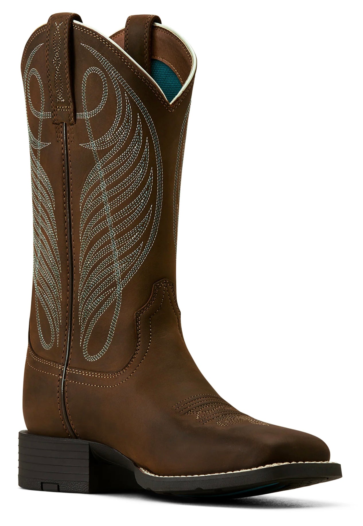Ariat Wms Round Up Wide Sqr Toe Brown / 5.5