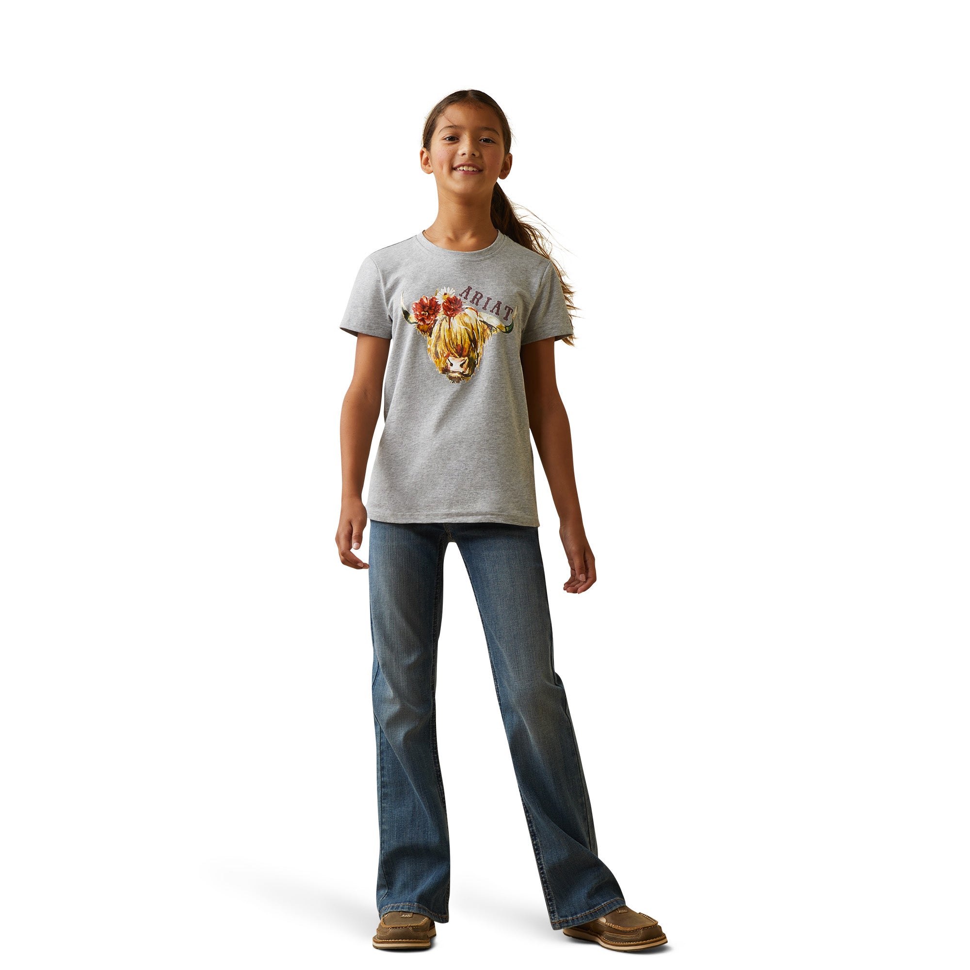 Ariat Girls Highlander T-Shirt % Grey / XX Large