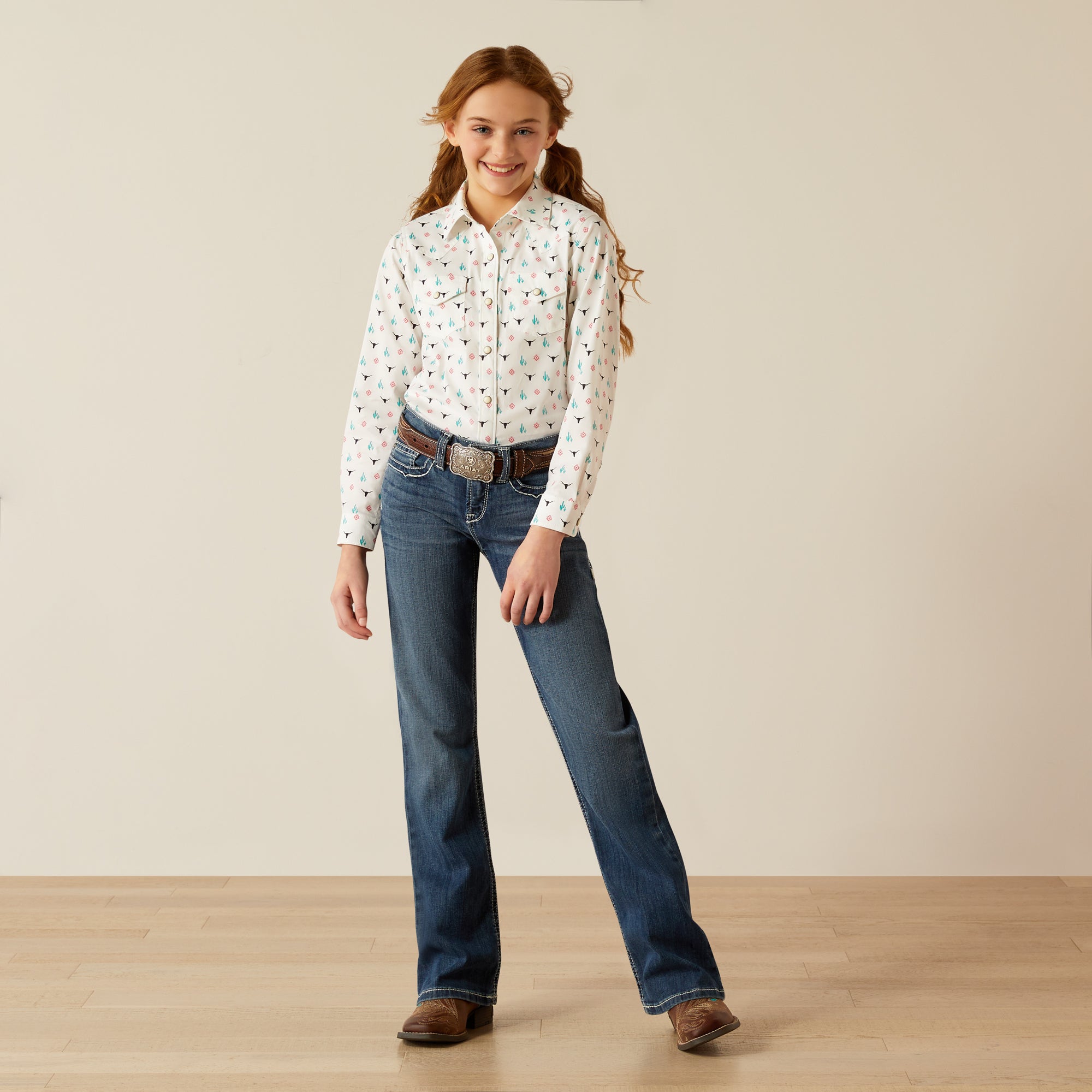 Ariat Girls Steer Garden Snp Shrt % One / Large