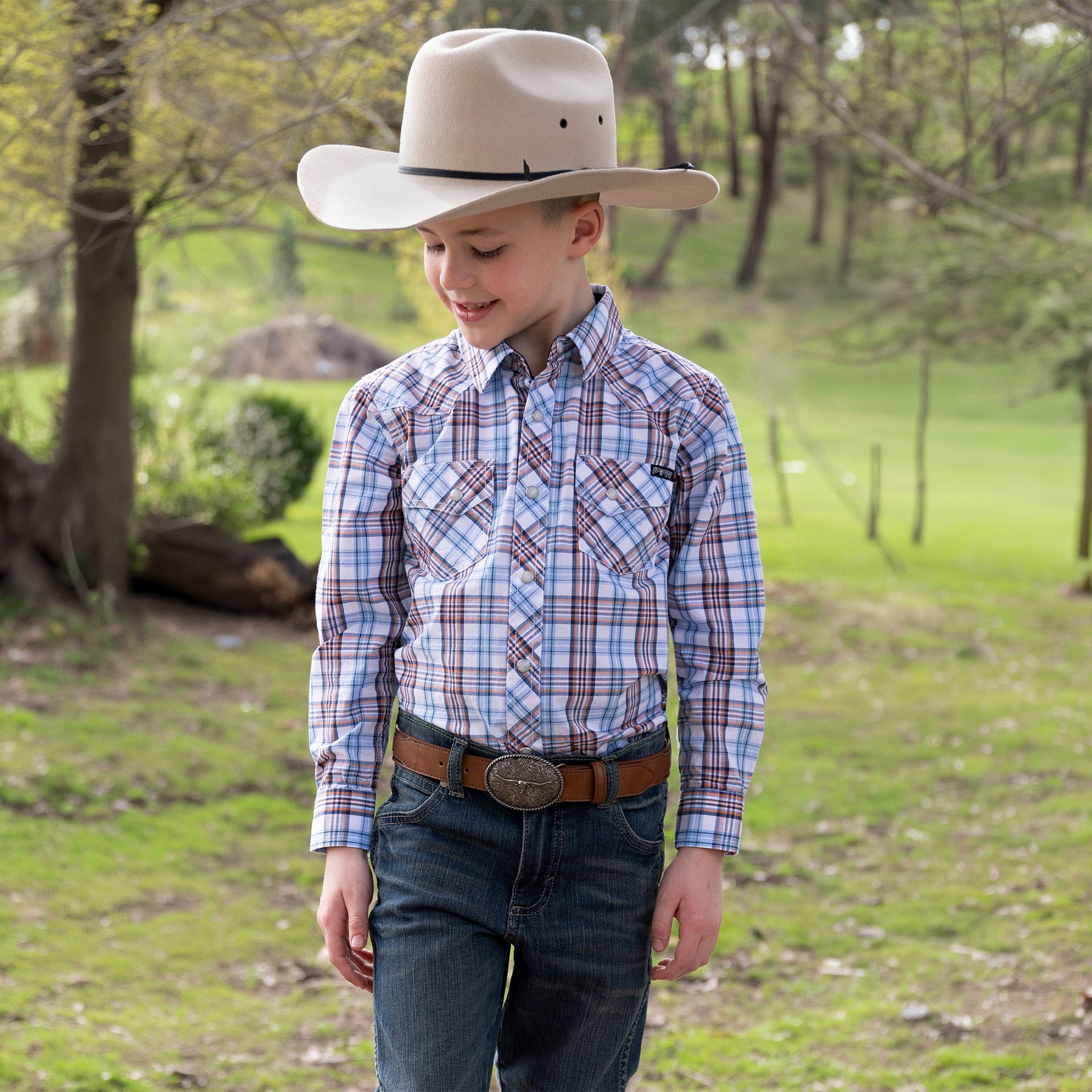 C-PureWestern Boys Lucas LSShirt(6 WhBl%