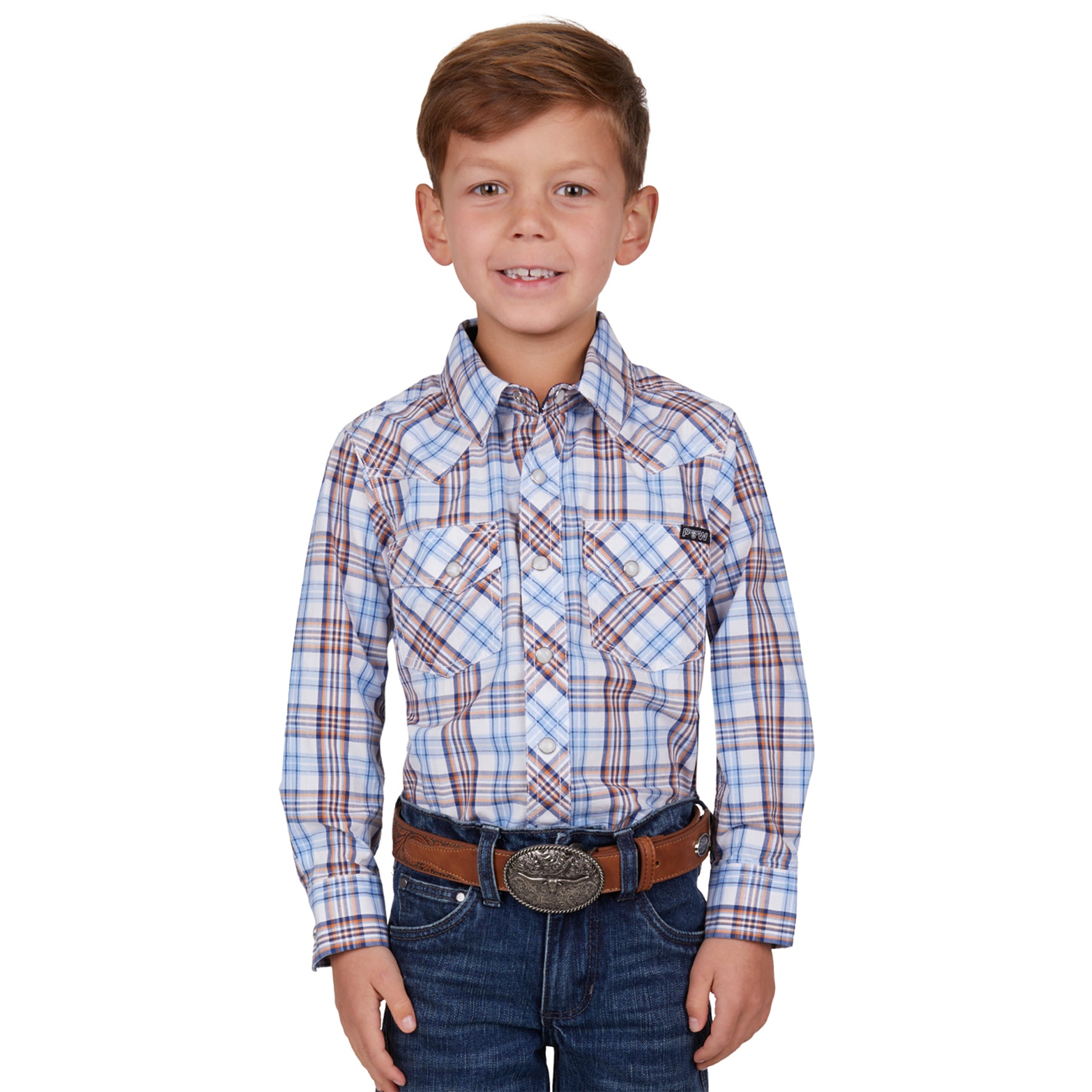 C-PureWestern Boys Lucas LSShirt(6 WhBl%