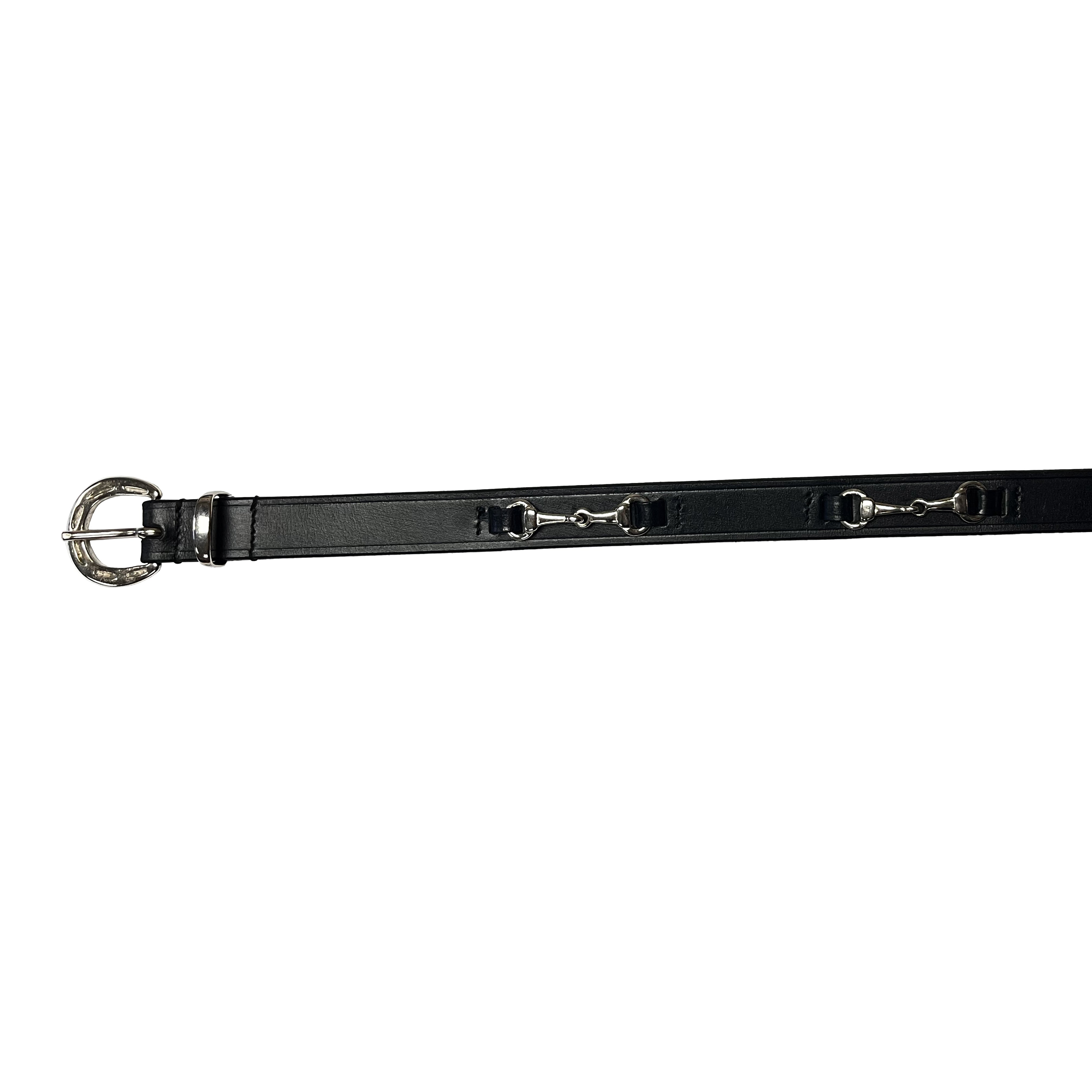 C-Enzo Leather Belt with Bits(105 Black/Silv)