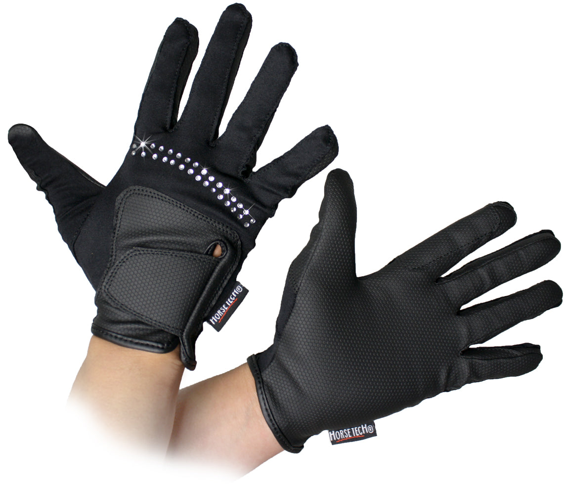 Horse Tech Diamante Glove Black / Large