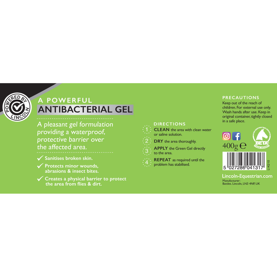 Lincoln Antibacterial Green Gel (400g)