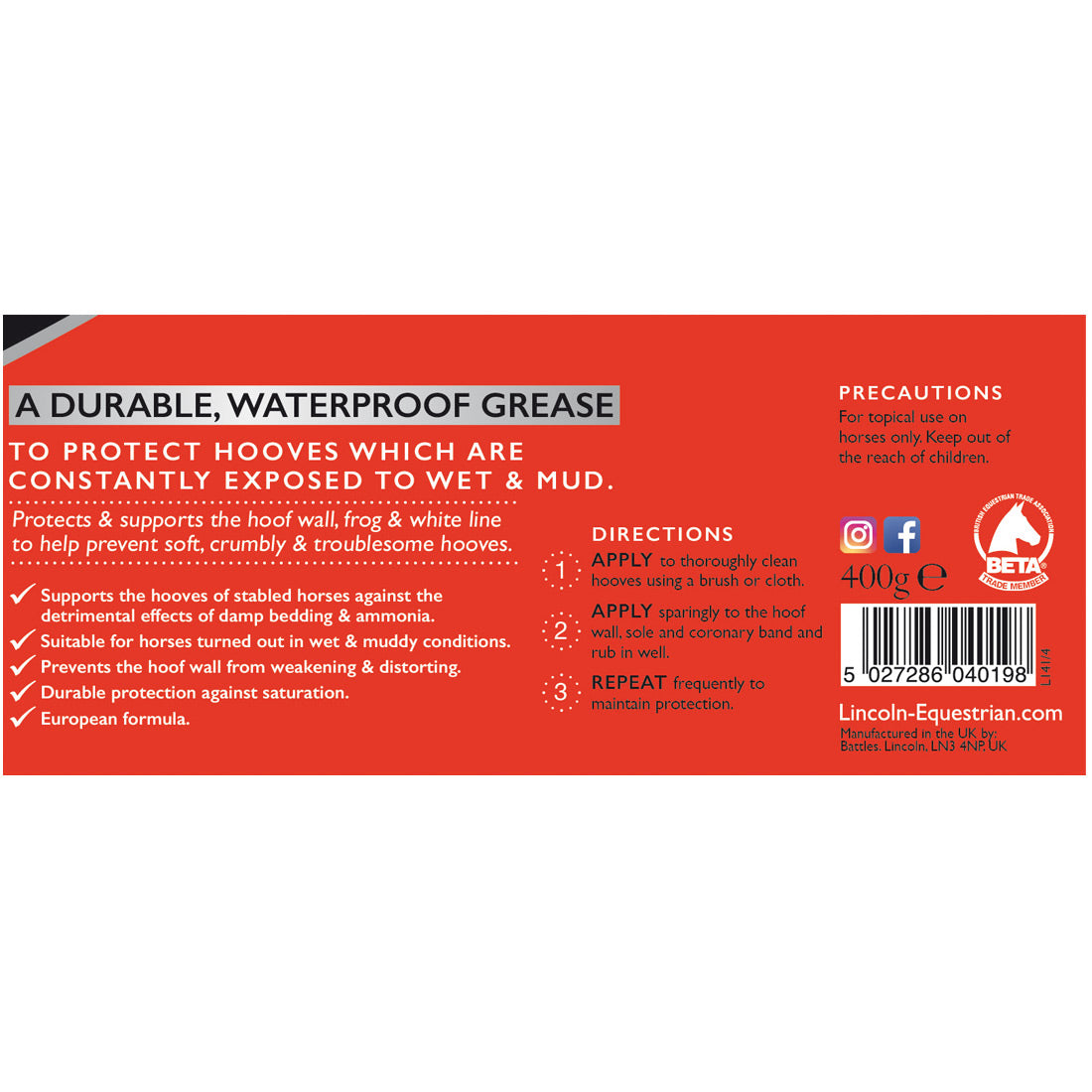 Lincoln Black Hoof Grease (400g)