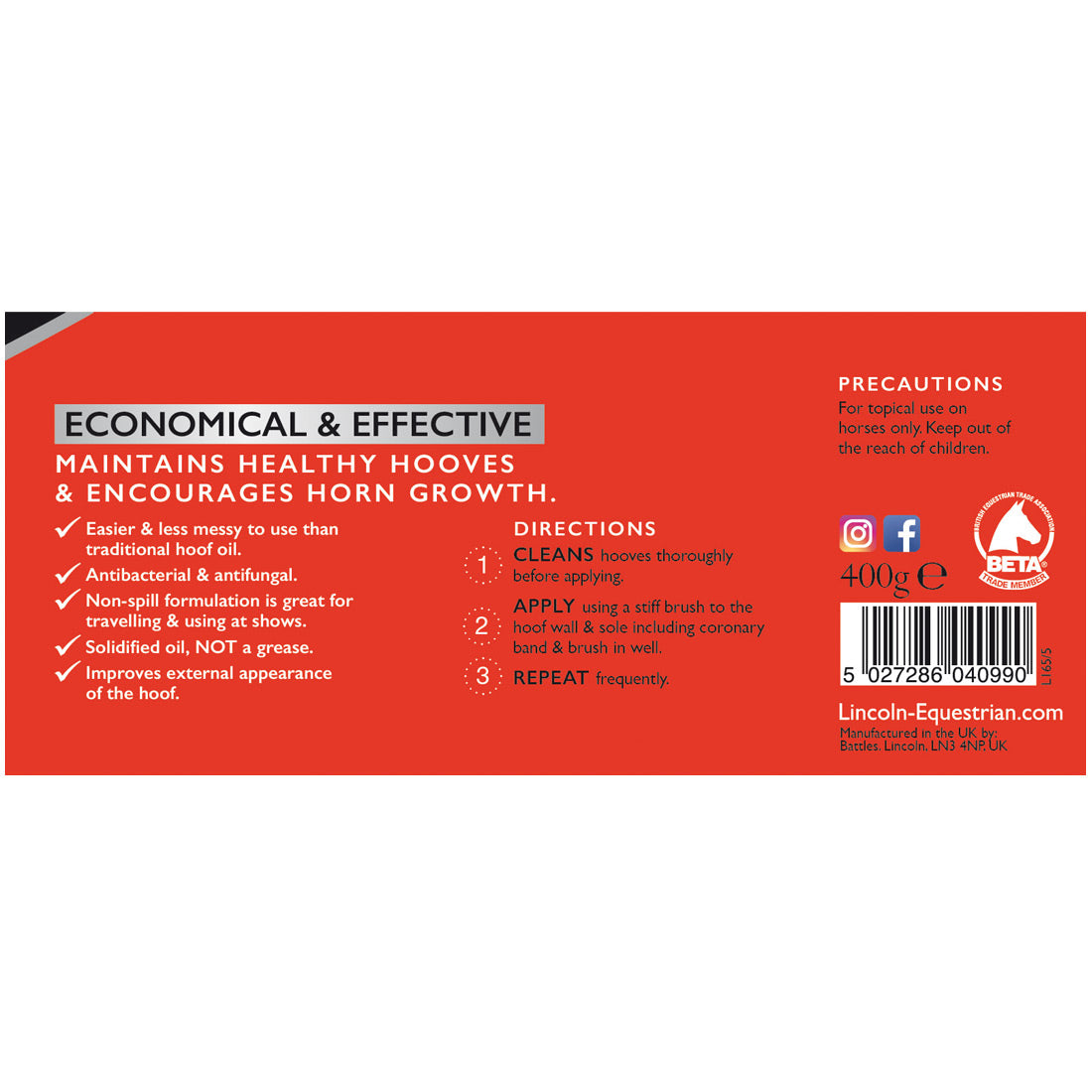 Lincoln Solid Hoof Oil (400g)