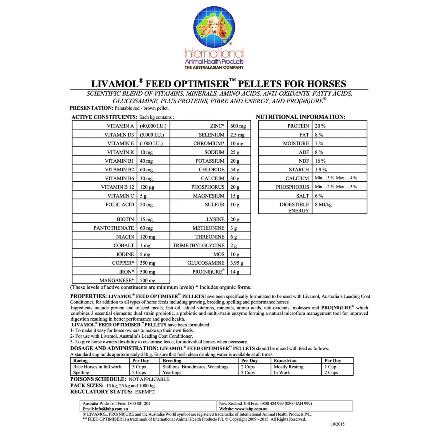 Livamol Feed Optimiser Pellet (15kg)