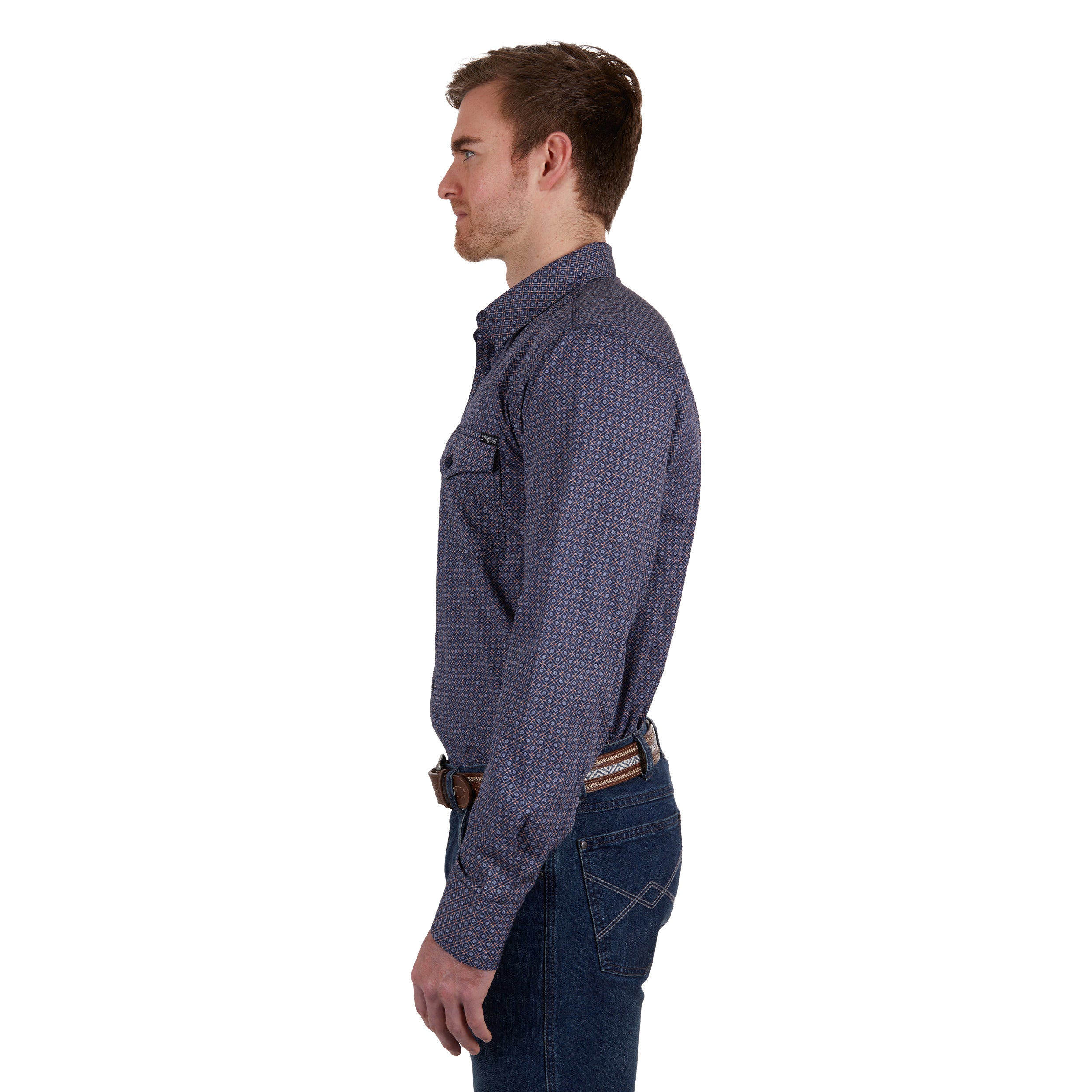 Pure Western Mens Avondale Shirt Navy / Large
