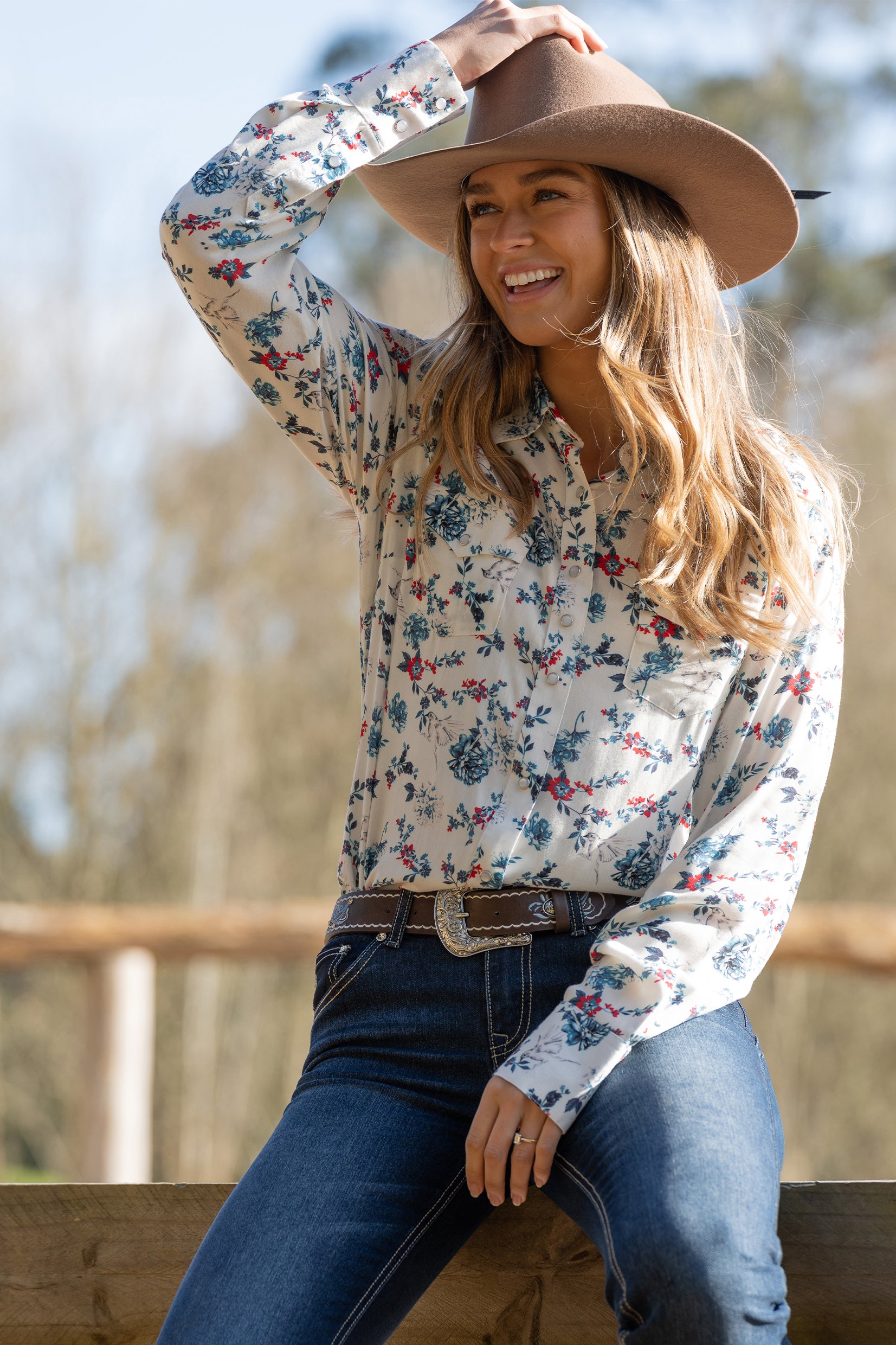 Pure Western Wms Flora LSShirt % Multi / 10