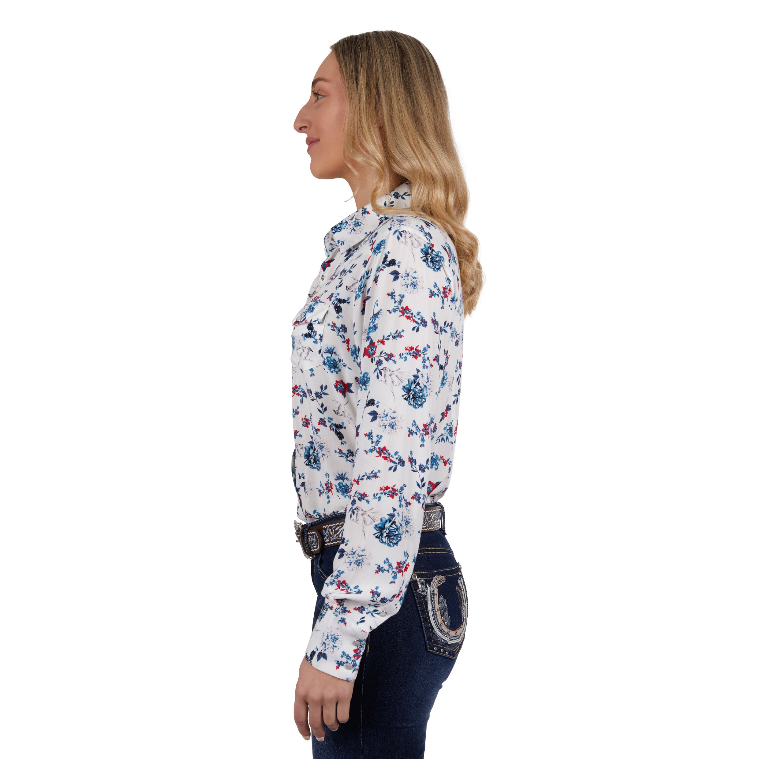 Pure Western Wms Flora LSShirt % Multi / 10