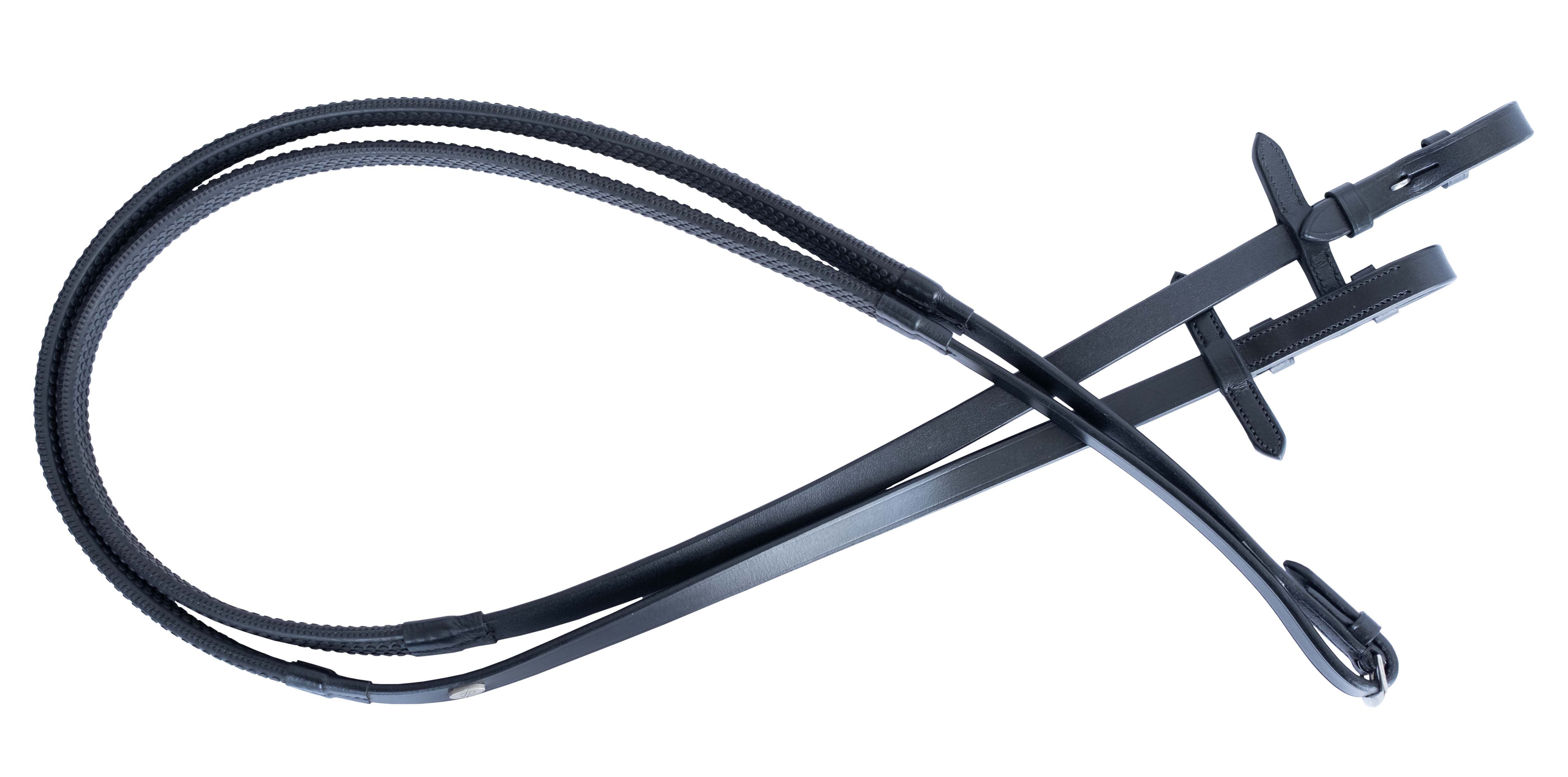 David Paul Leather Rubber Grip Rein Black / All