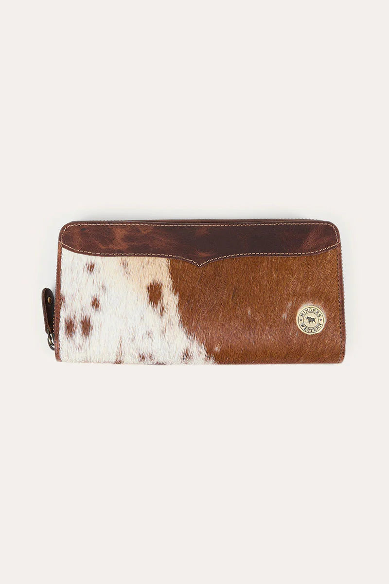 Ringers Toro Dama Zip Purse, White/Brown