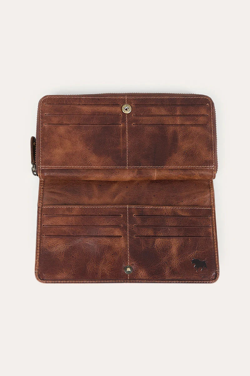 Ringers Toro Dama Zip Purse, White/Brown