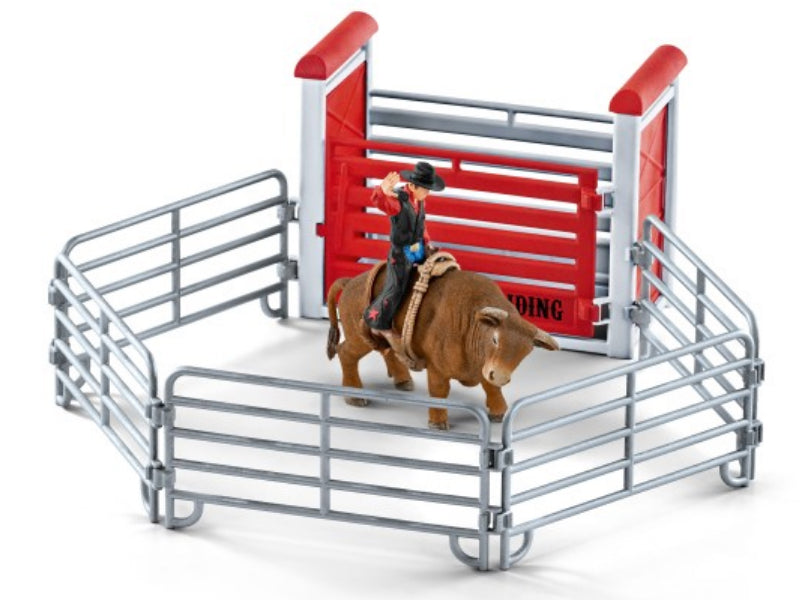 Schleich Bull Riding with Cowboy%
