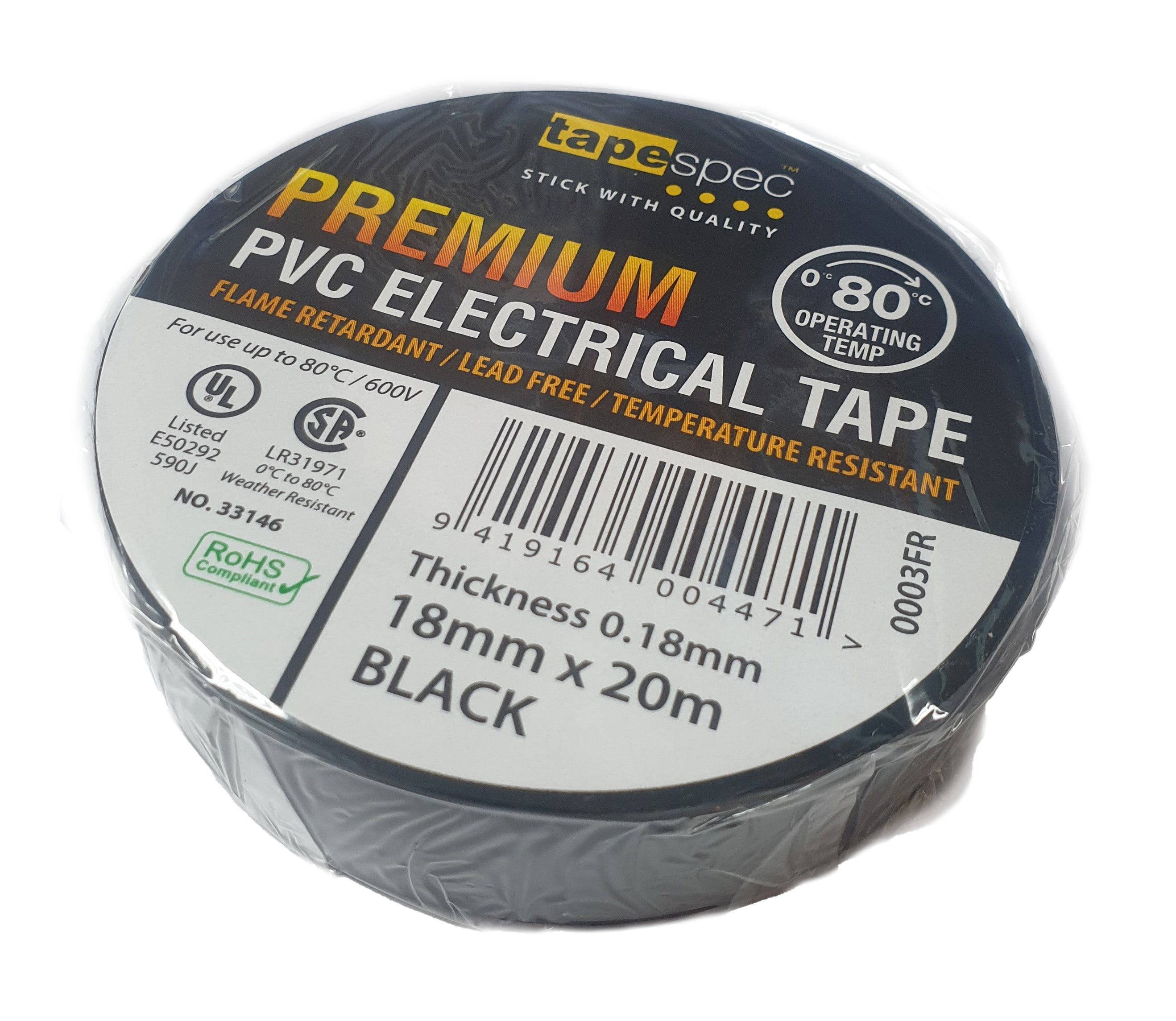 Tapespec Bandage Tape Black / 20m