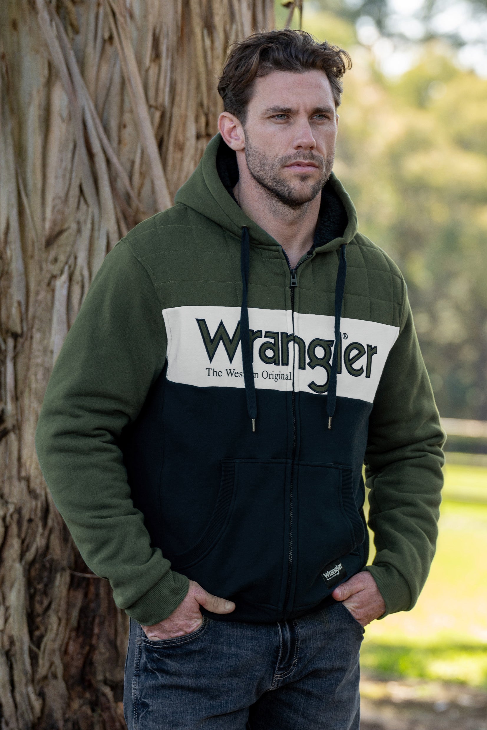 Wrangler Mens Elliot Zip Hoodie % Navy / Large