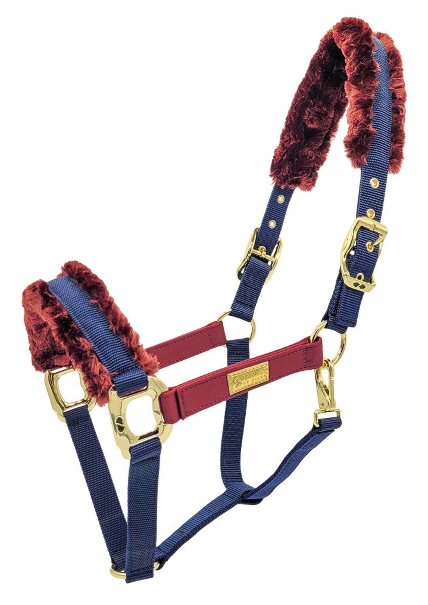 Zilco Estate Fleece Halter Navy/Burgundy / Cob