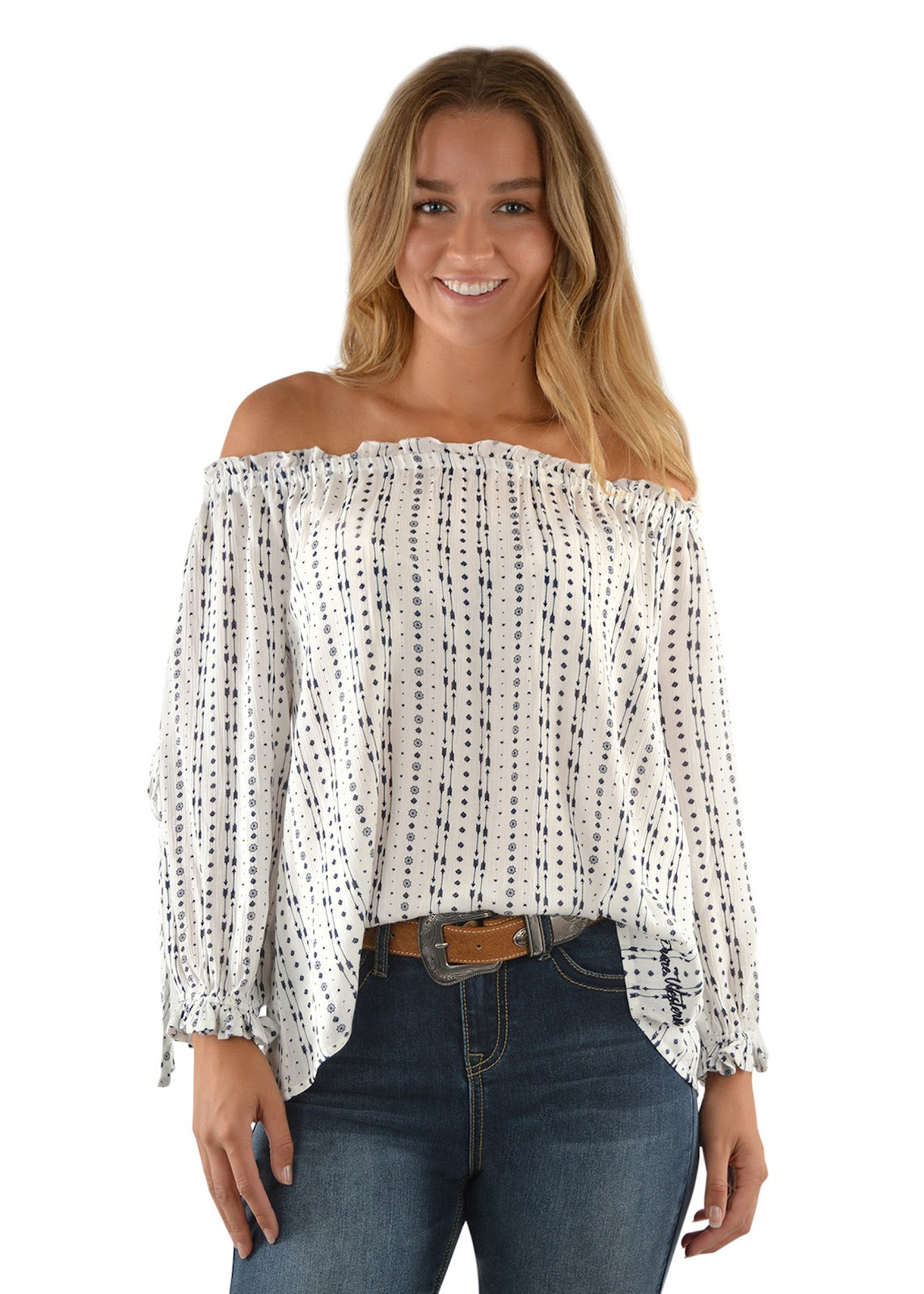 Pure Western Kendall Top (Wht/Nvy 20)%