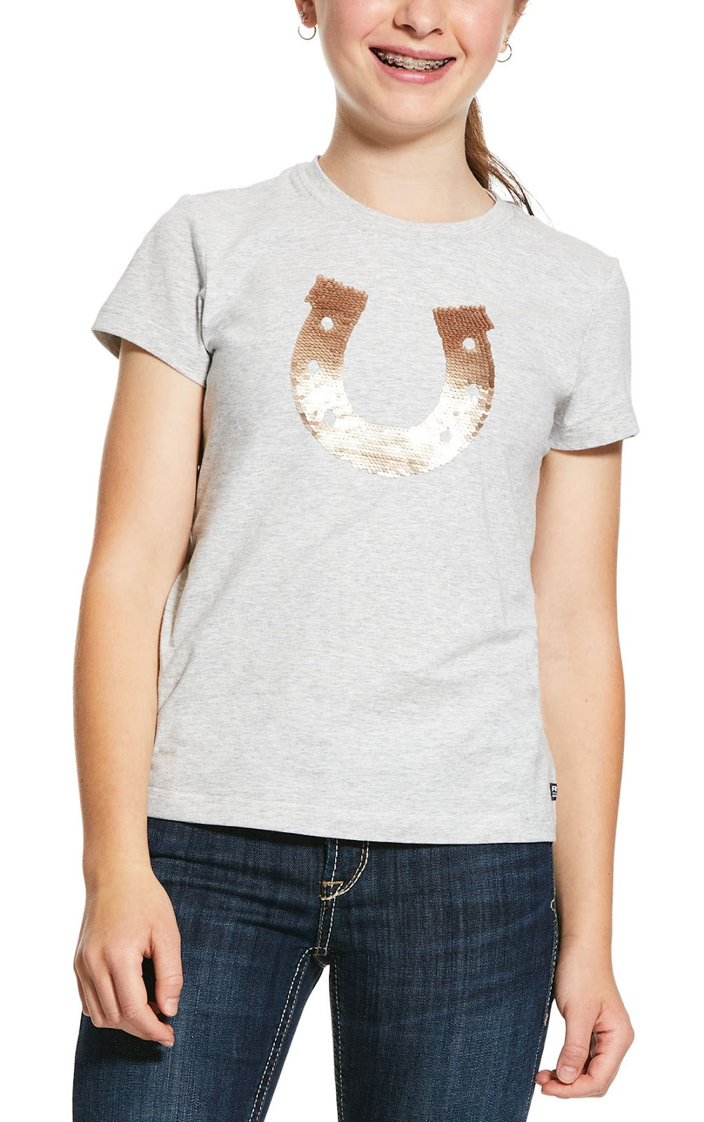 Ariat Gls Sequin Shoe Tee(S HeatherGrey%