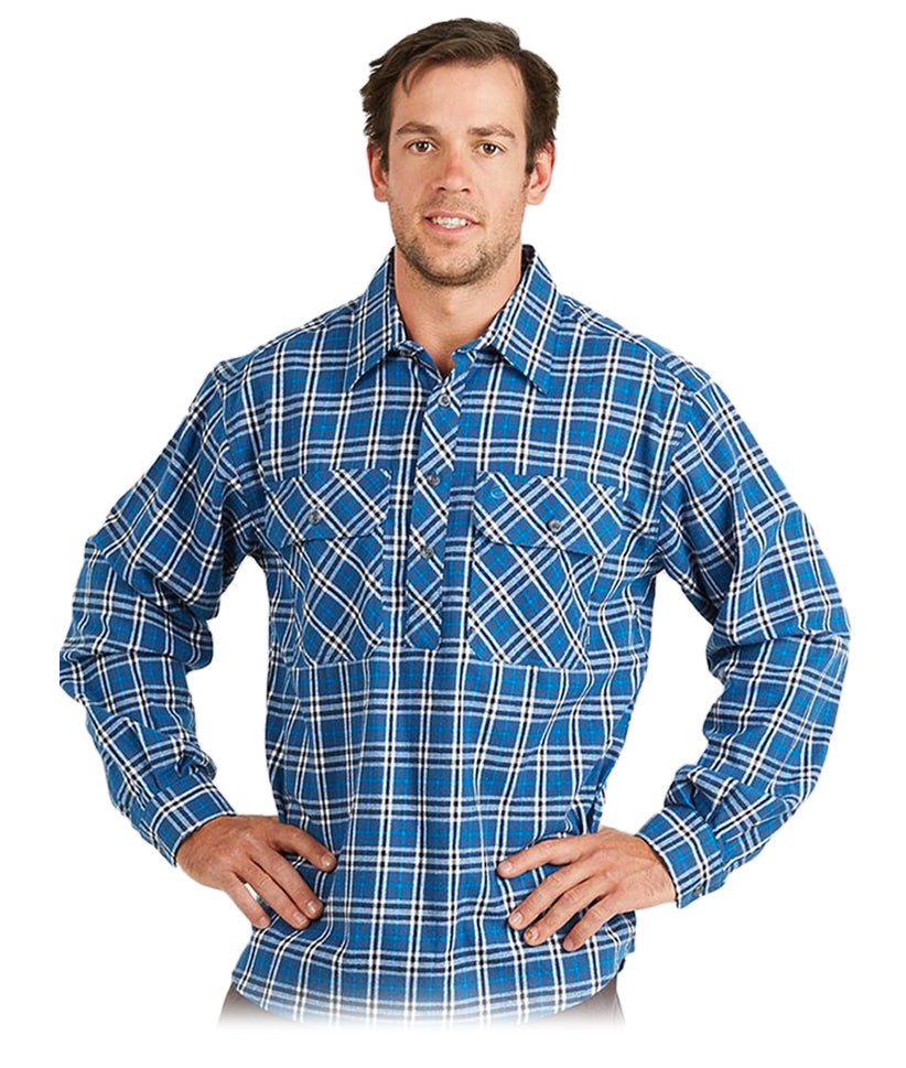 Swanndri Barn Shirt (M Aqua Check)%