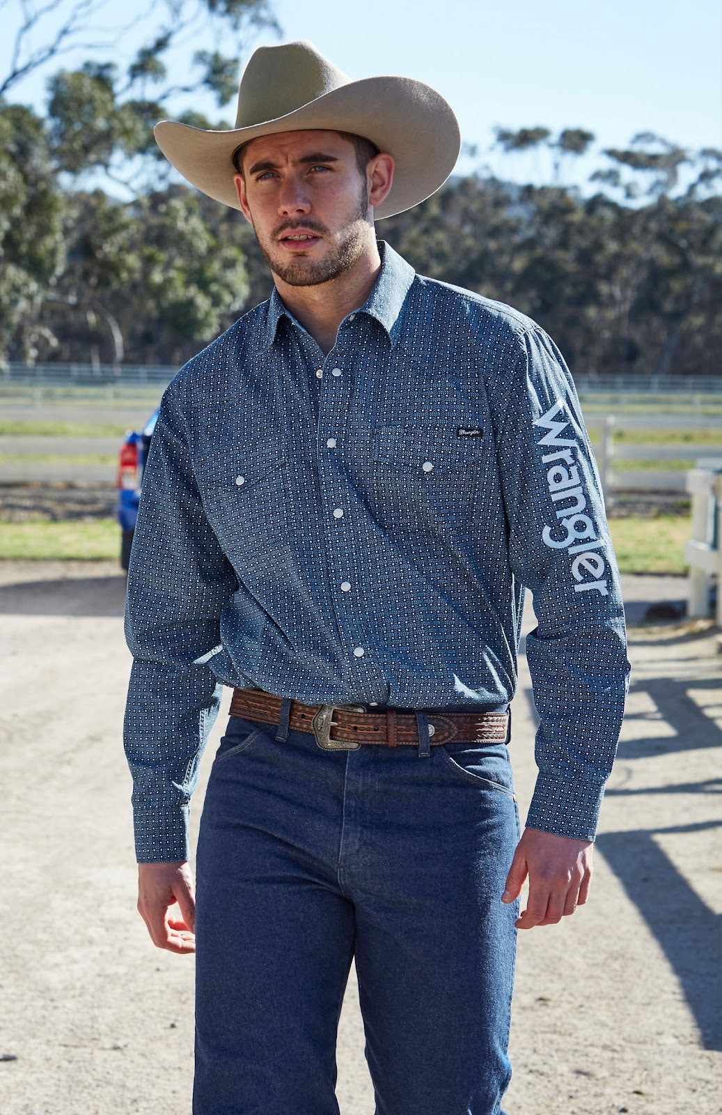 Wrangler Mens Logo Kade Print Shirt%