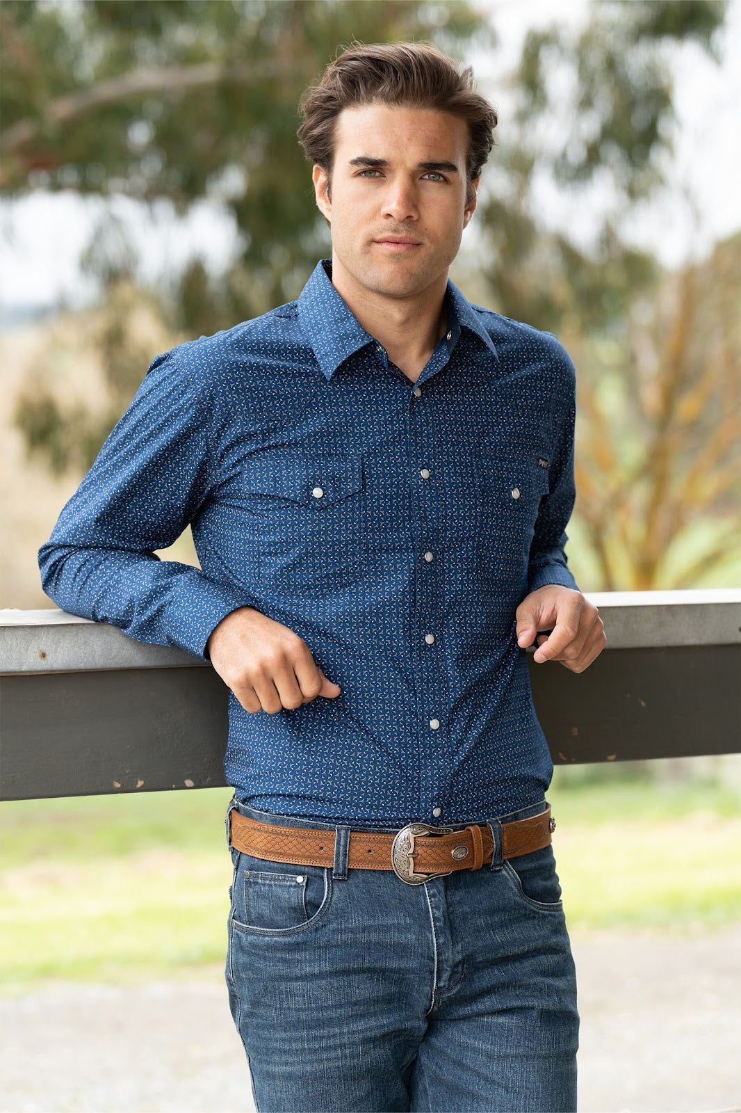 C-Pure Western Duke Print Shirt(XXL Navy%