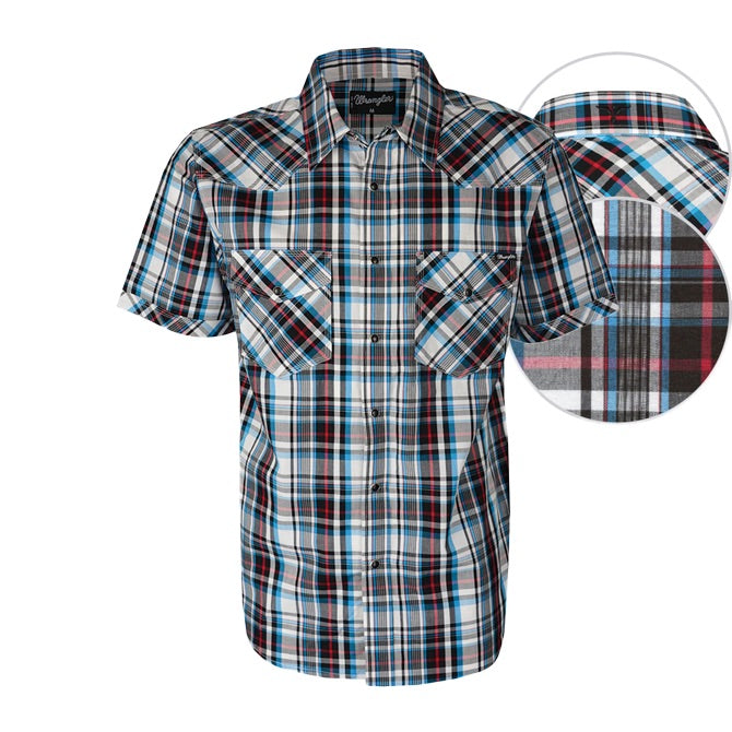 Wrangler Mens Beckett Chk Short Sleeve Shirt%