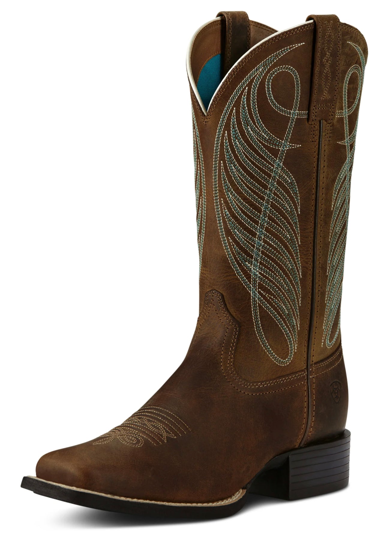 Ariat Wms Round Up Wide Sqr Toe Brown / 5.5