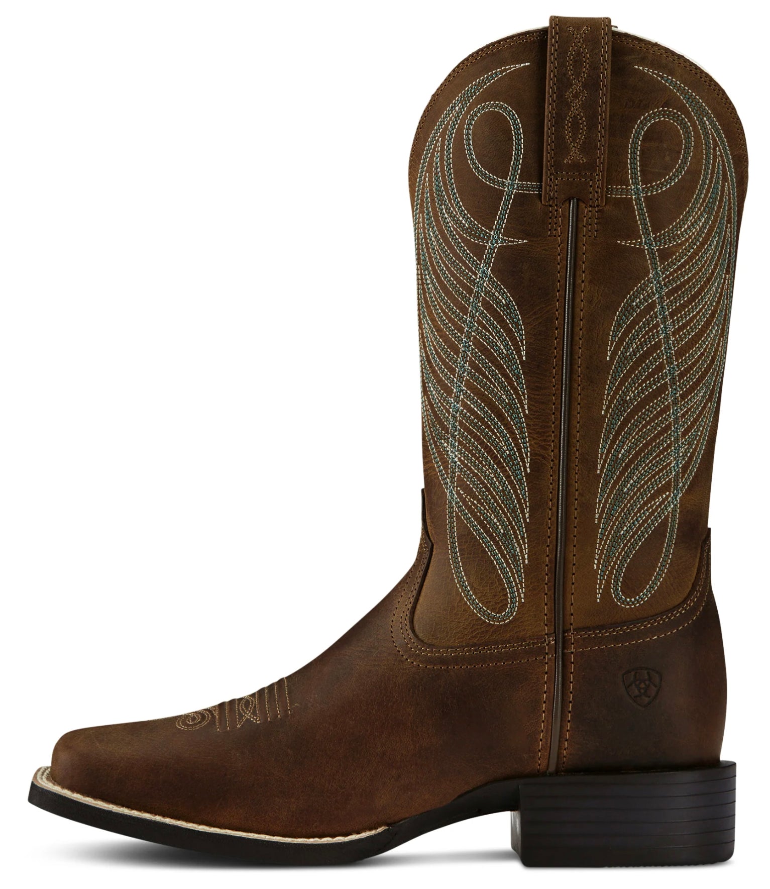 Ariat Wms Round Up Wide Sqr Toe Brown / 5.5