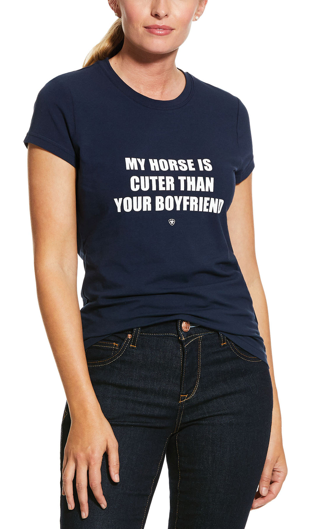 Ariat Wms Boyfriend Tee (L Navy)%