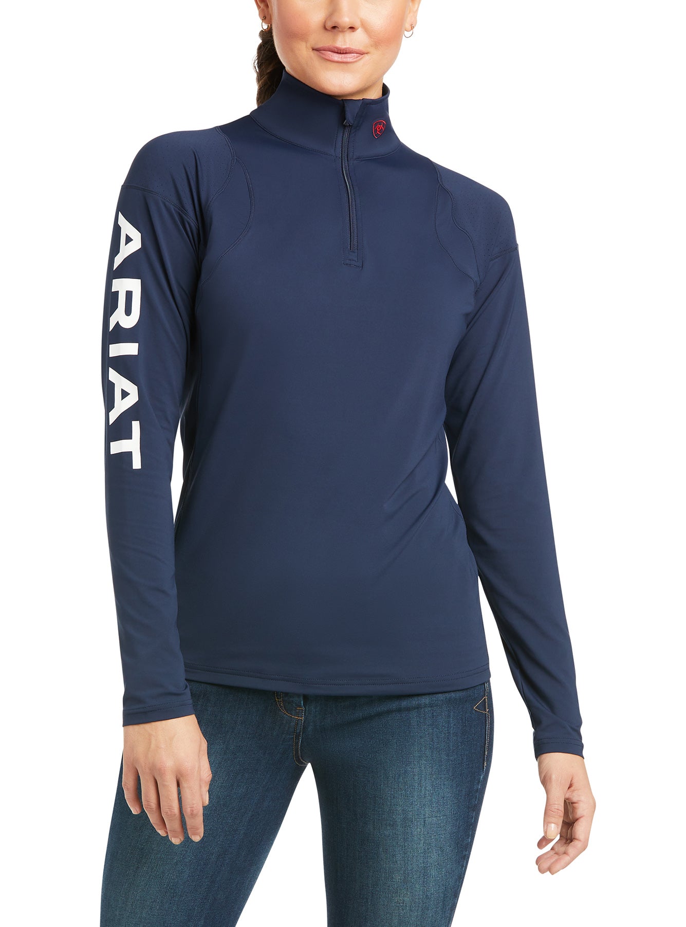 Ariat Wms Auburn 1/4 Zip L/S Navy / Large