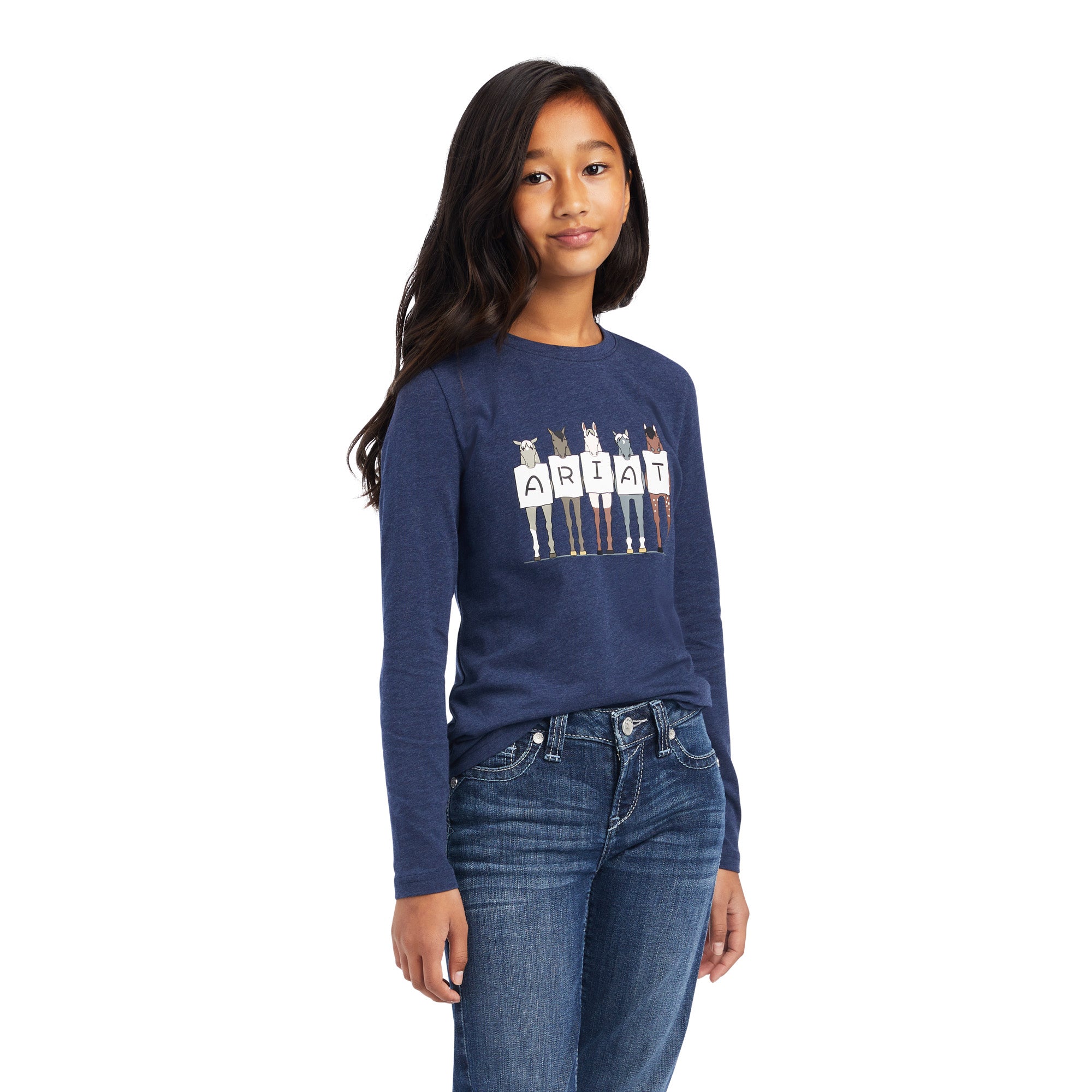 Ariat Kids Fan Club LS Shirt % Navy / Large