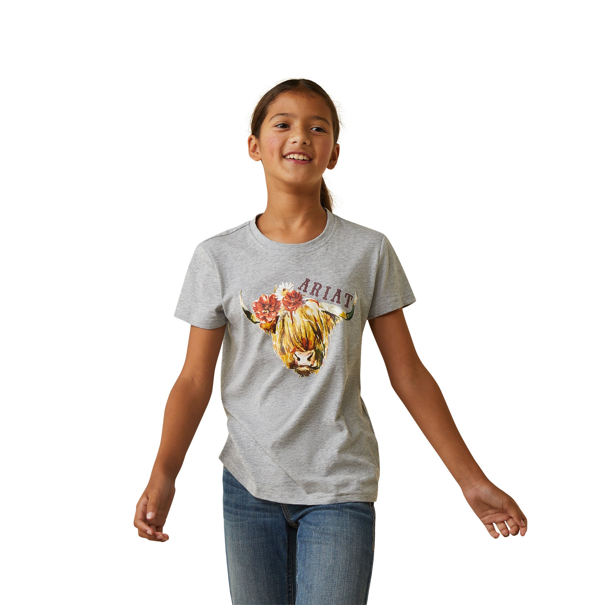 Ariat Girls Highlander T-Shirt % Grey / XX Large