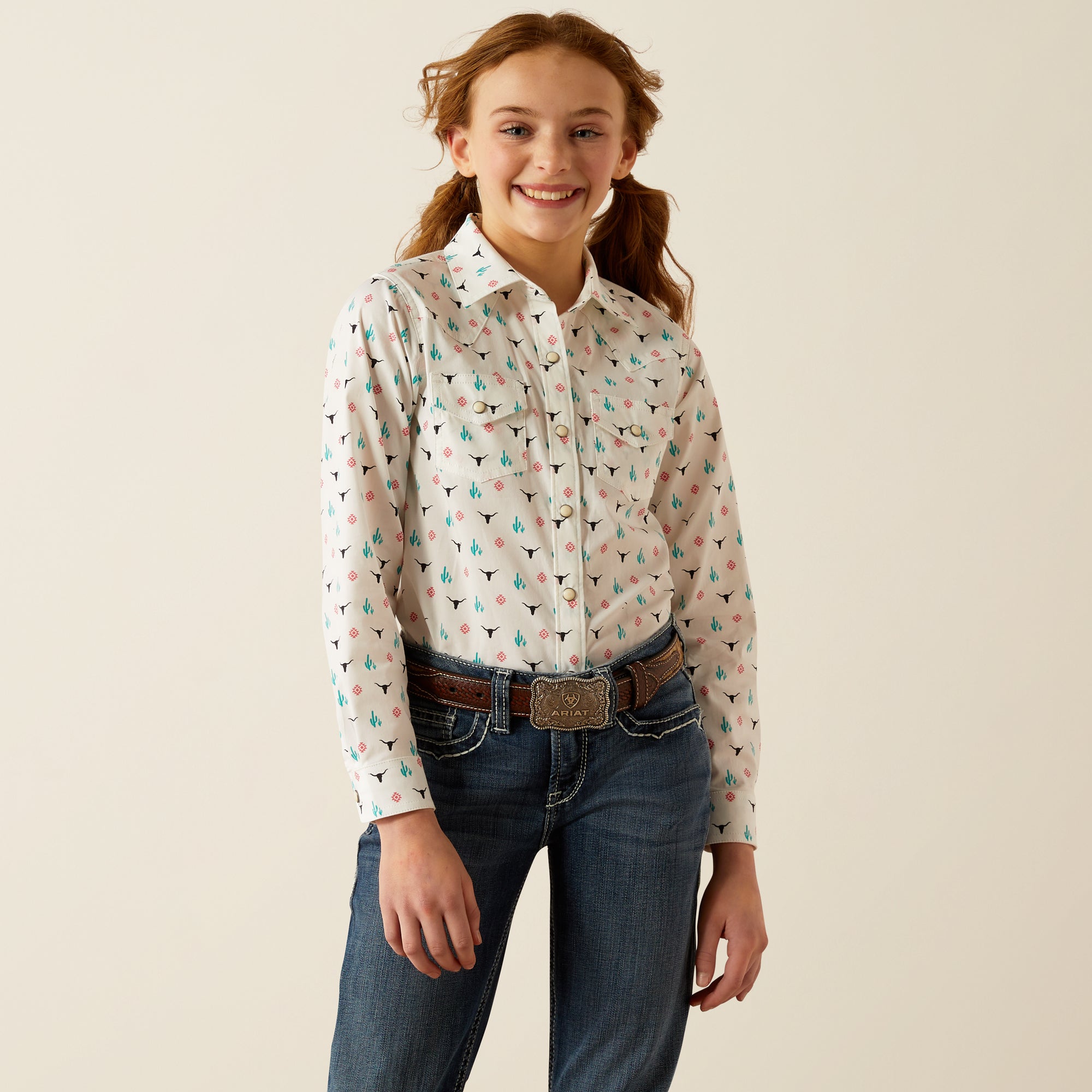 Ariat Girls Steer Garden Snp Shrt % One / Large