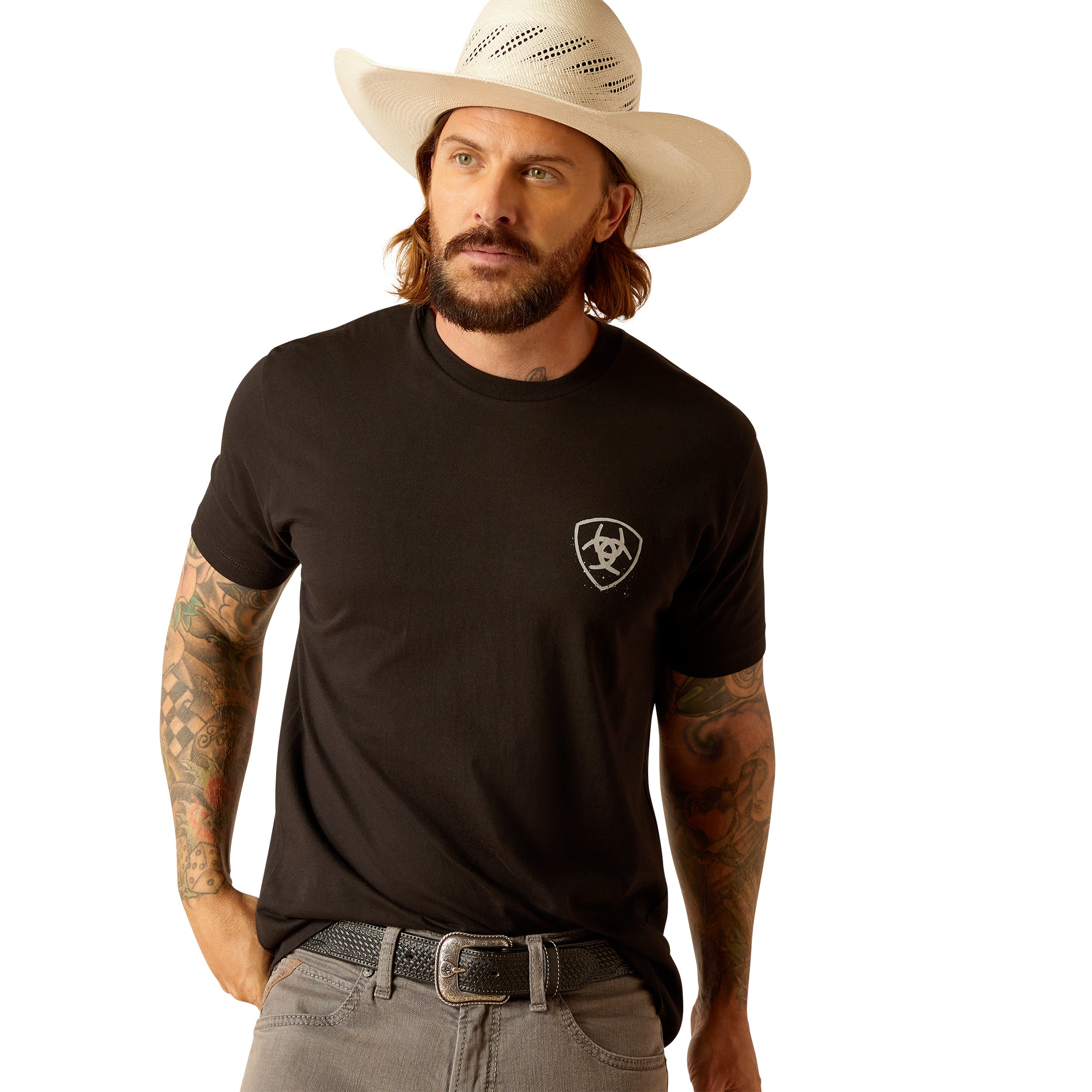 Ariat Mens Cactus Flag S/S Tee % Black / Large