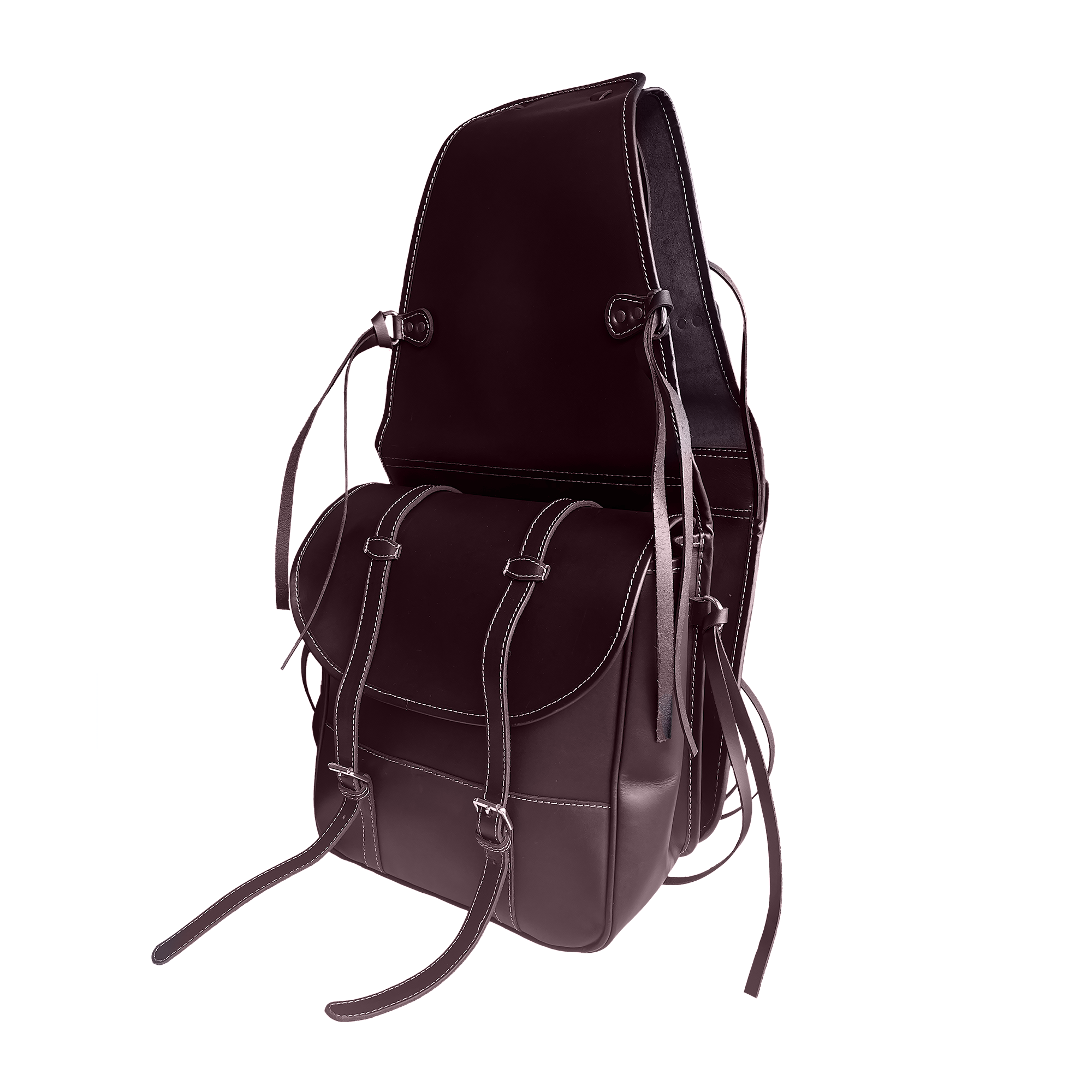 Double Side Leather Saddle Bag (Brown)