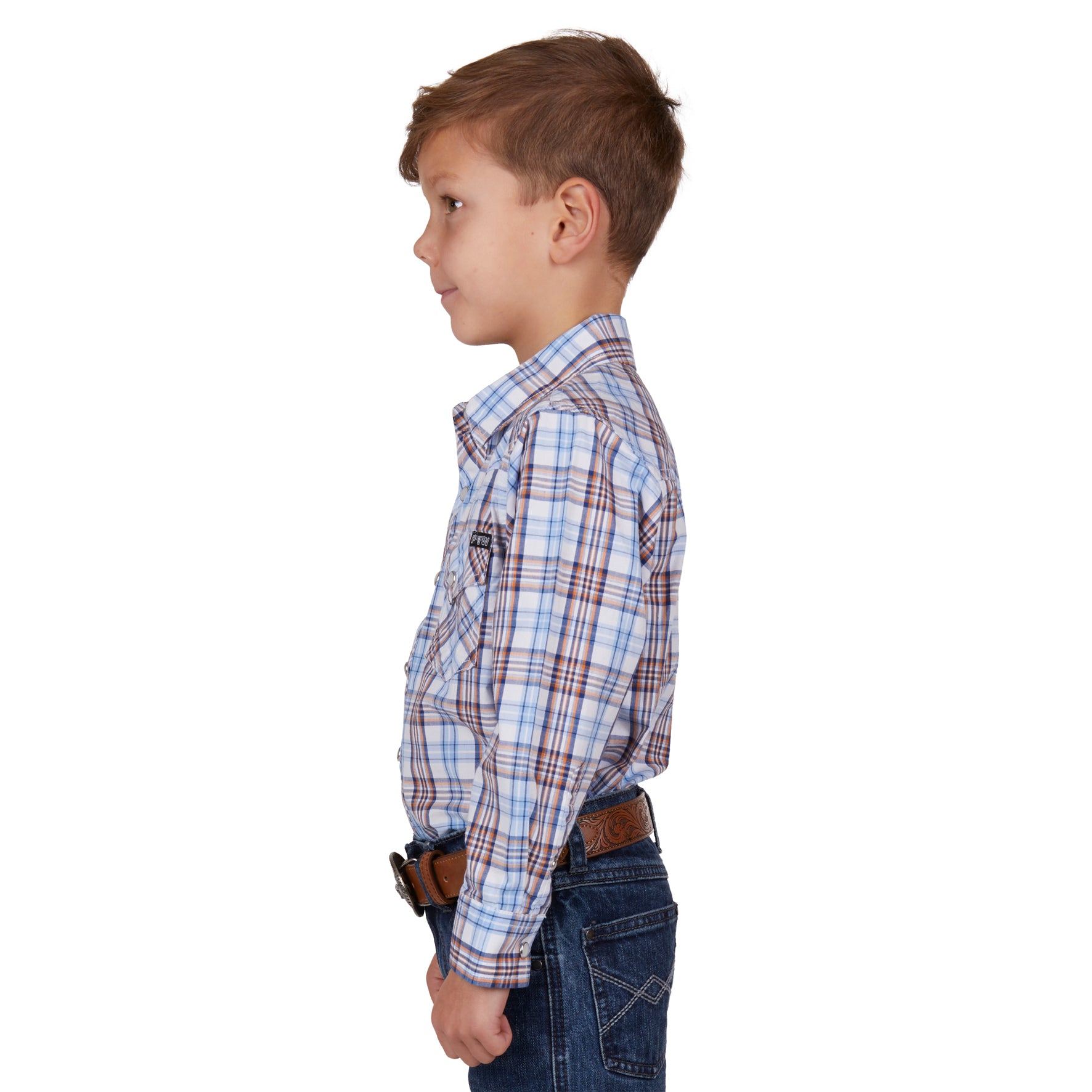 C-PureWestern Boys Lucas LSShirt(6 WhBl%