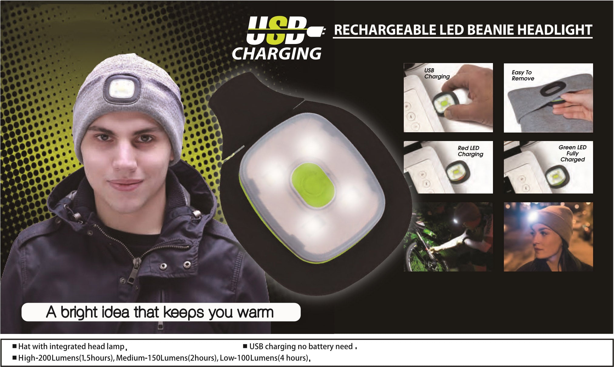 LED Beanie % Black / All