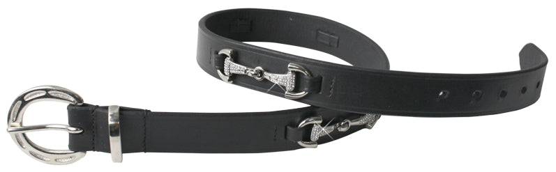 Enzo Leather Belt w/Diamante Bit Black / 85