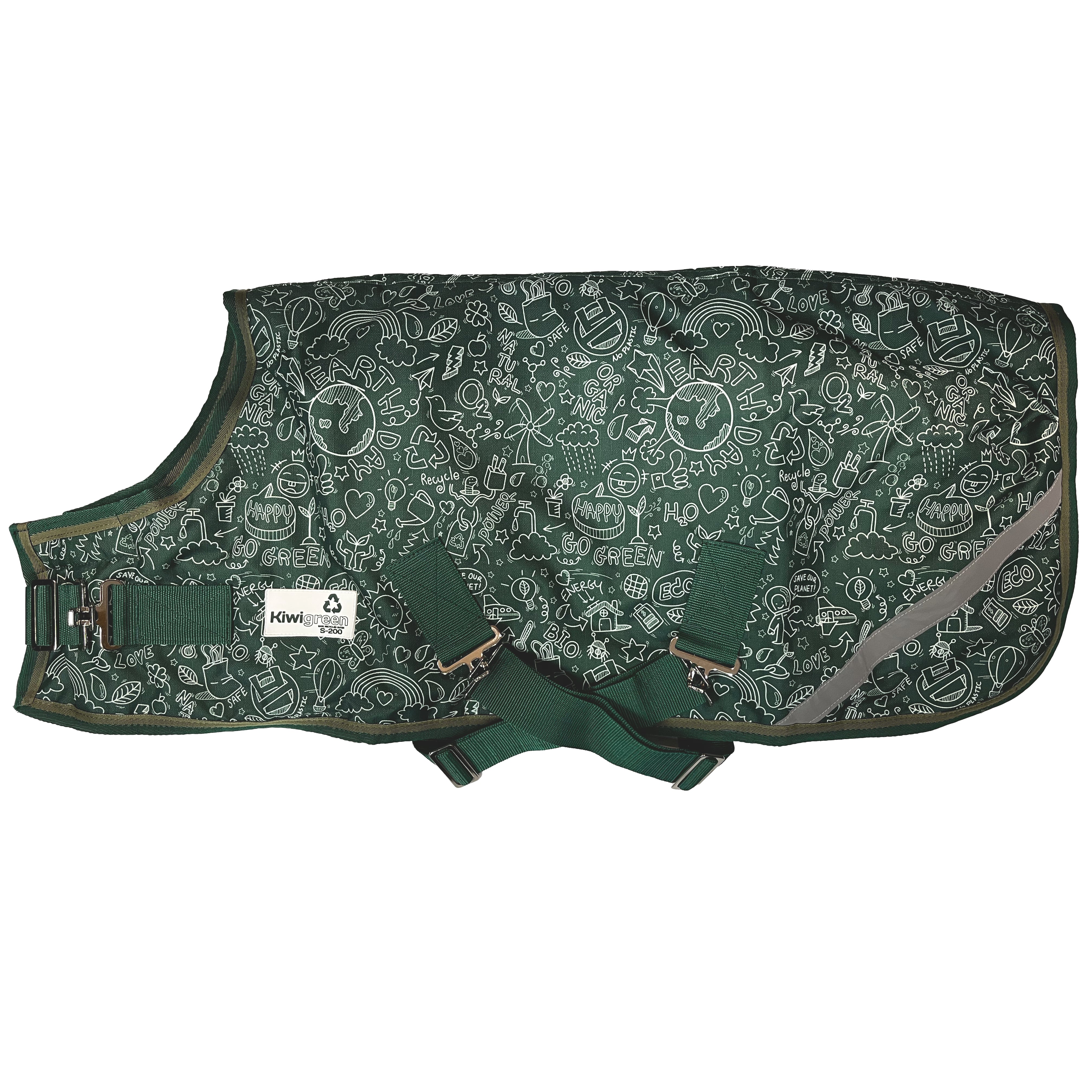 KiwiGreen 600D Dog Coat w/Surcingle 200g / 12