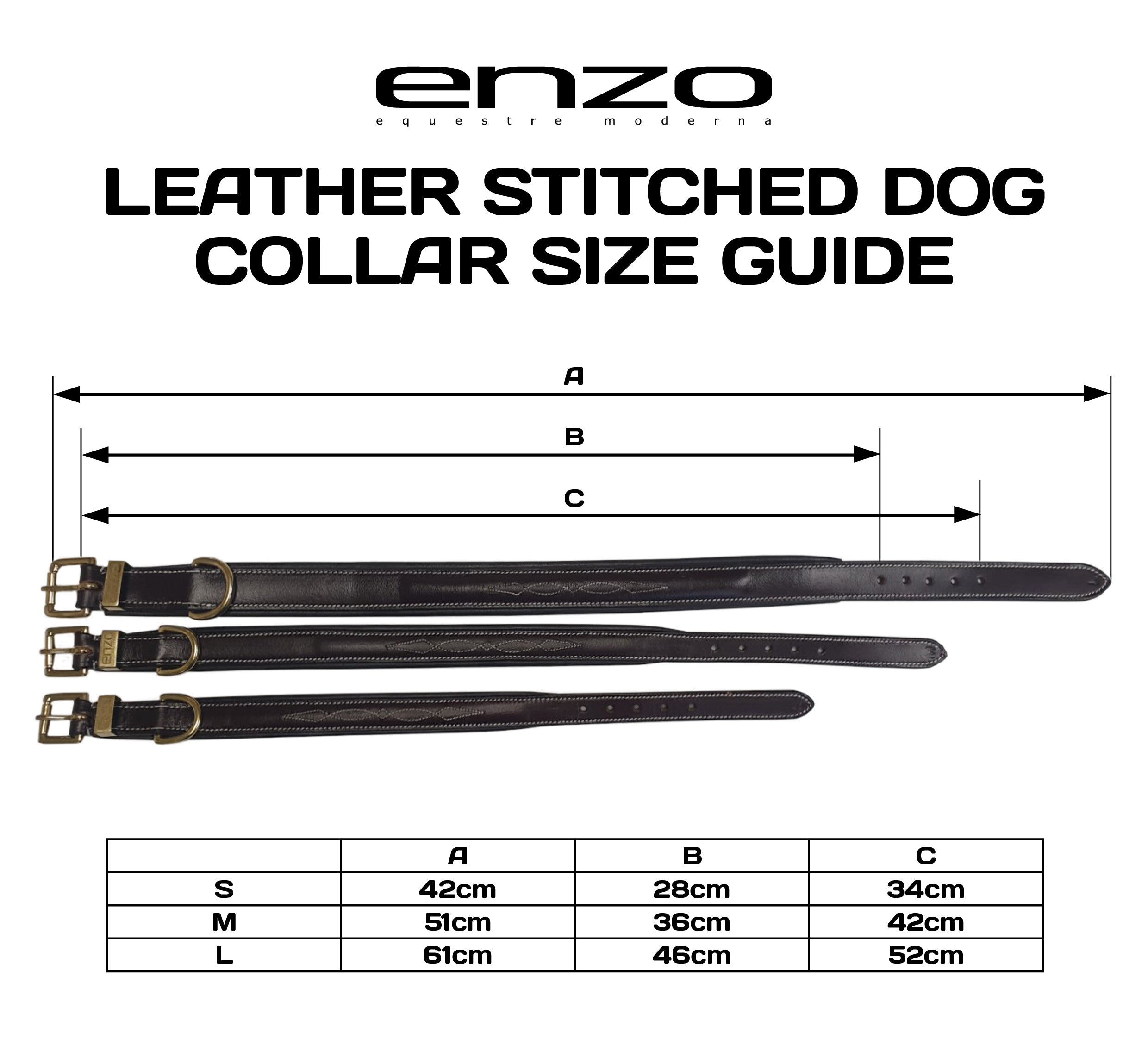 Enzo Leather Stitched Dog Collar One / Large