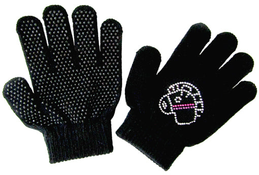 Glove with Horse Design Kid (Black)%