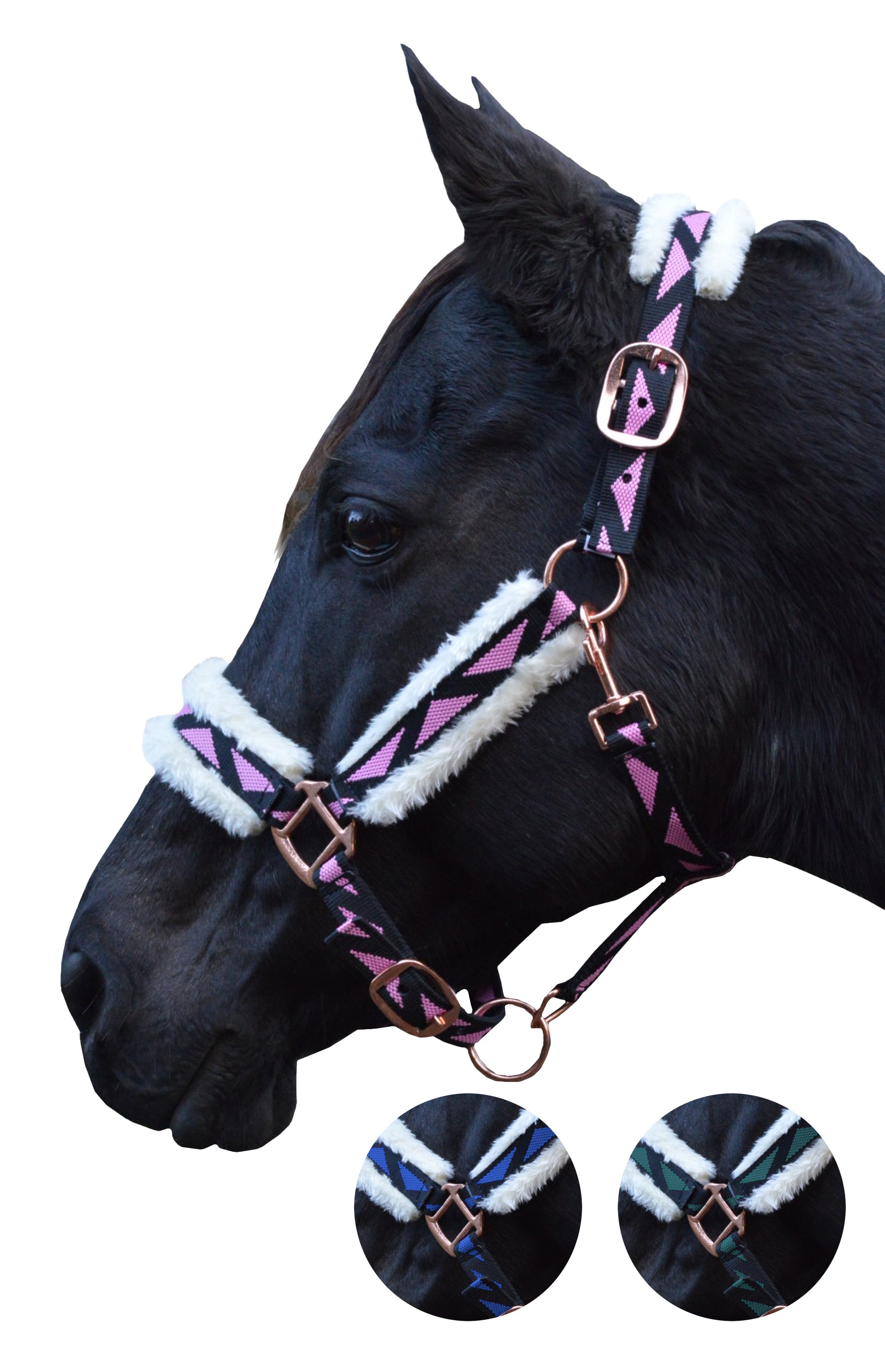 Enzo Aztec Fleece Halter Black/Blue / Cob