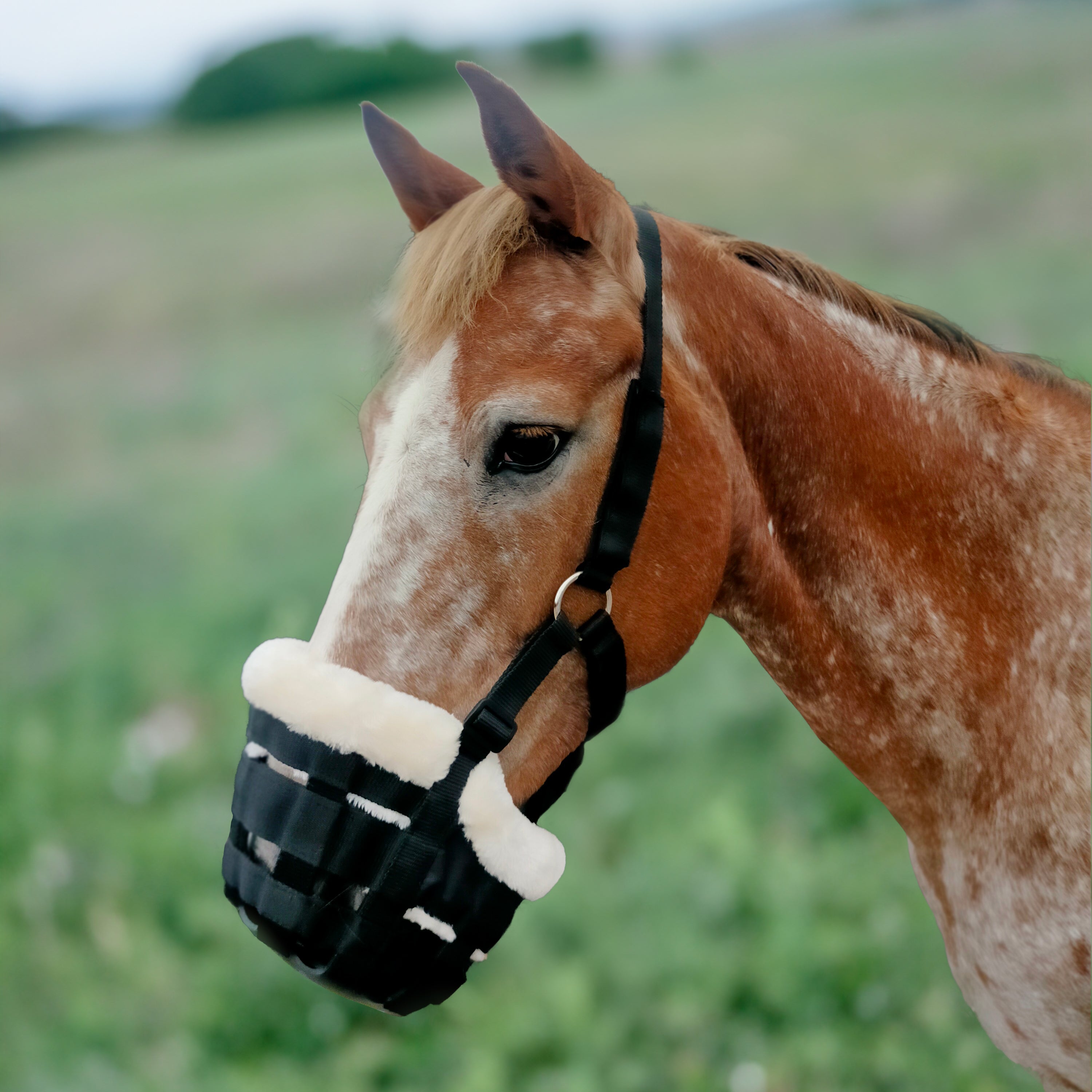 Enzo Grazing Muzzle with Fleece Black / Cob