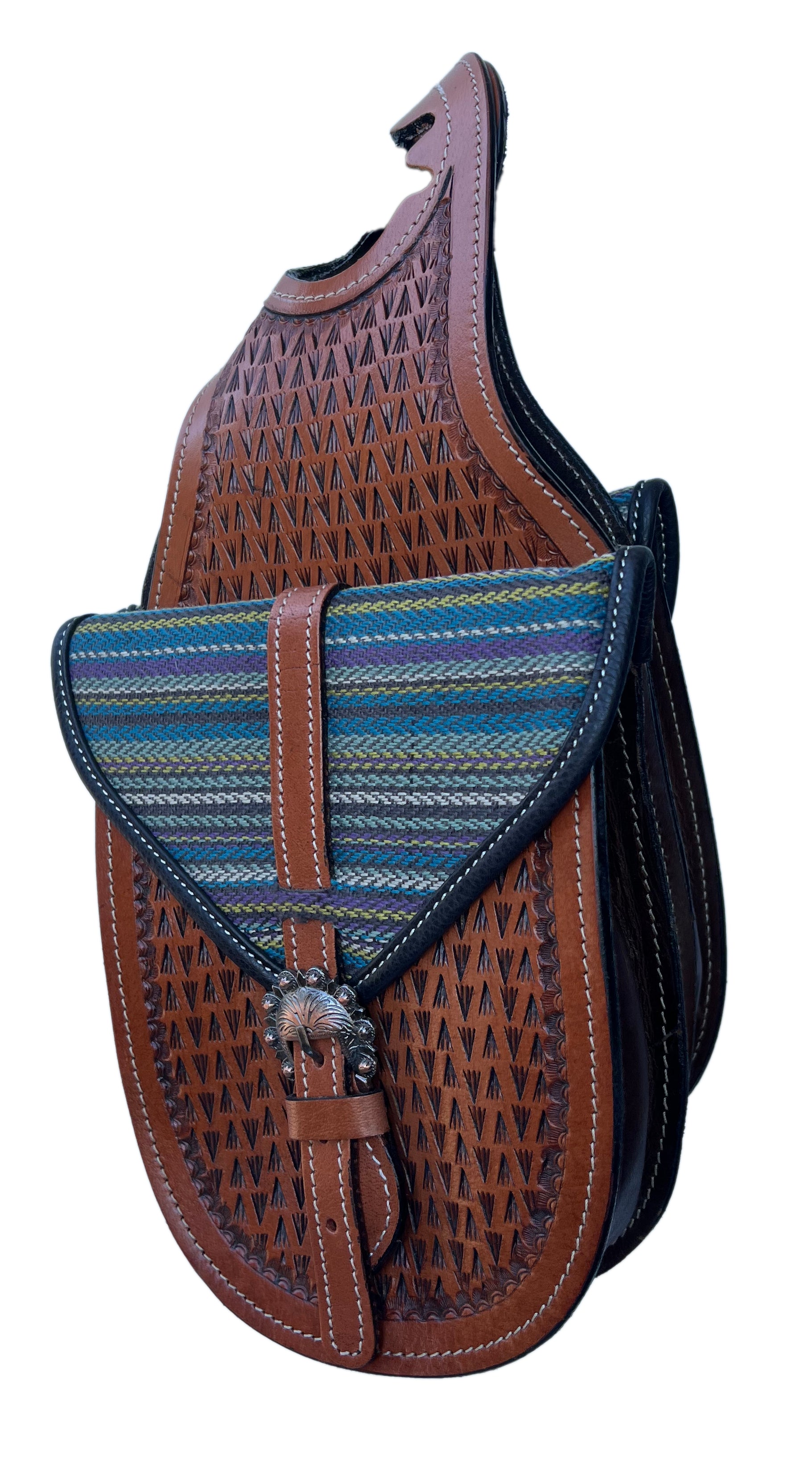 Origin Leather Striped Horn Bag