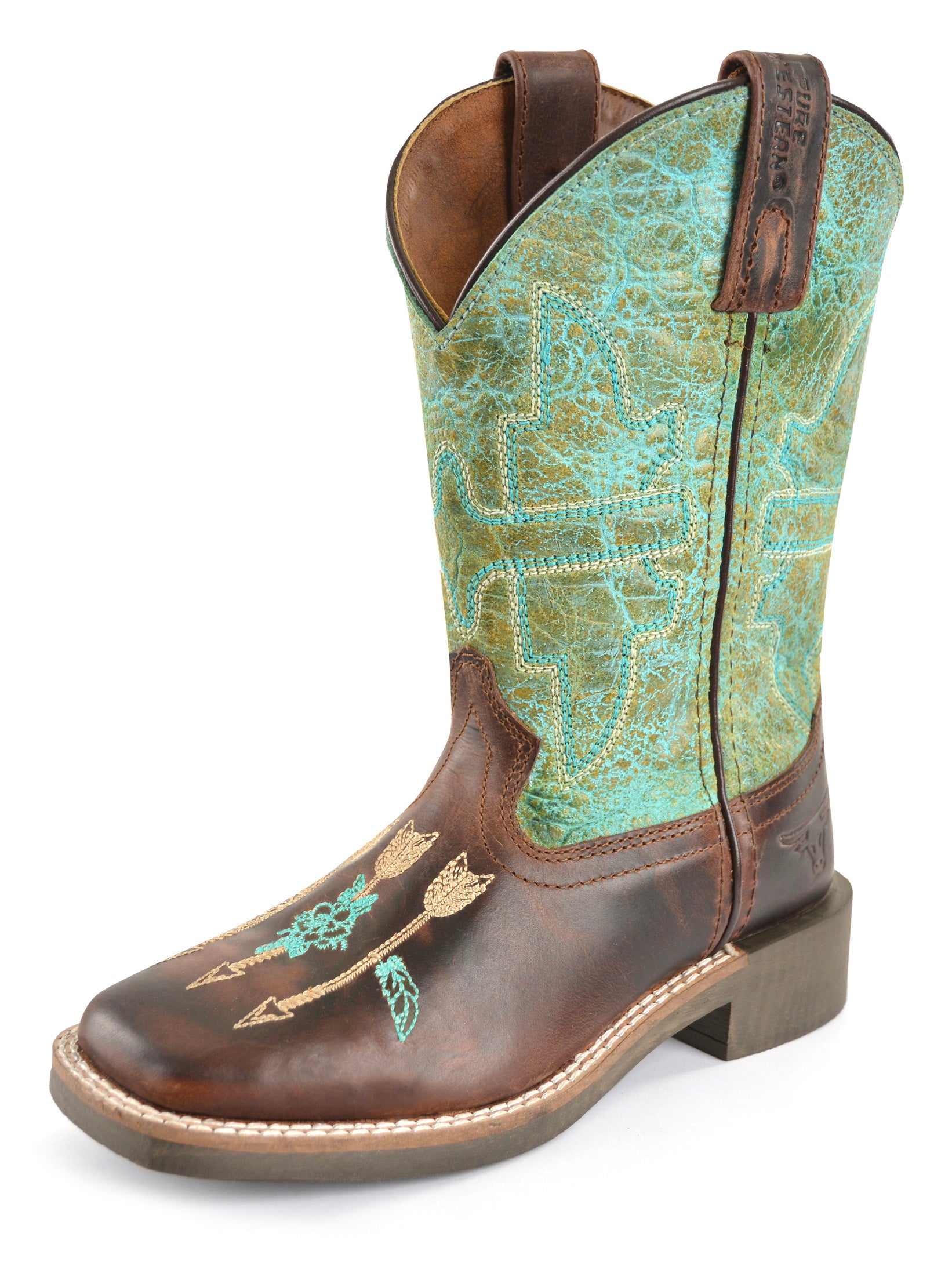 Pure Western Chld Willah Boot Brown/Turquoise / 1