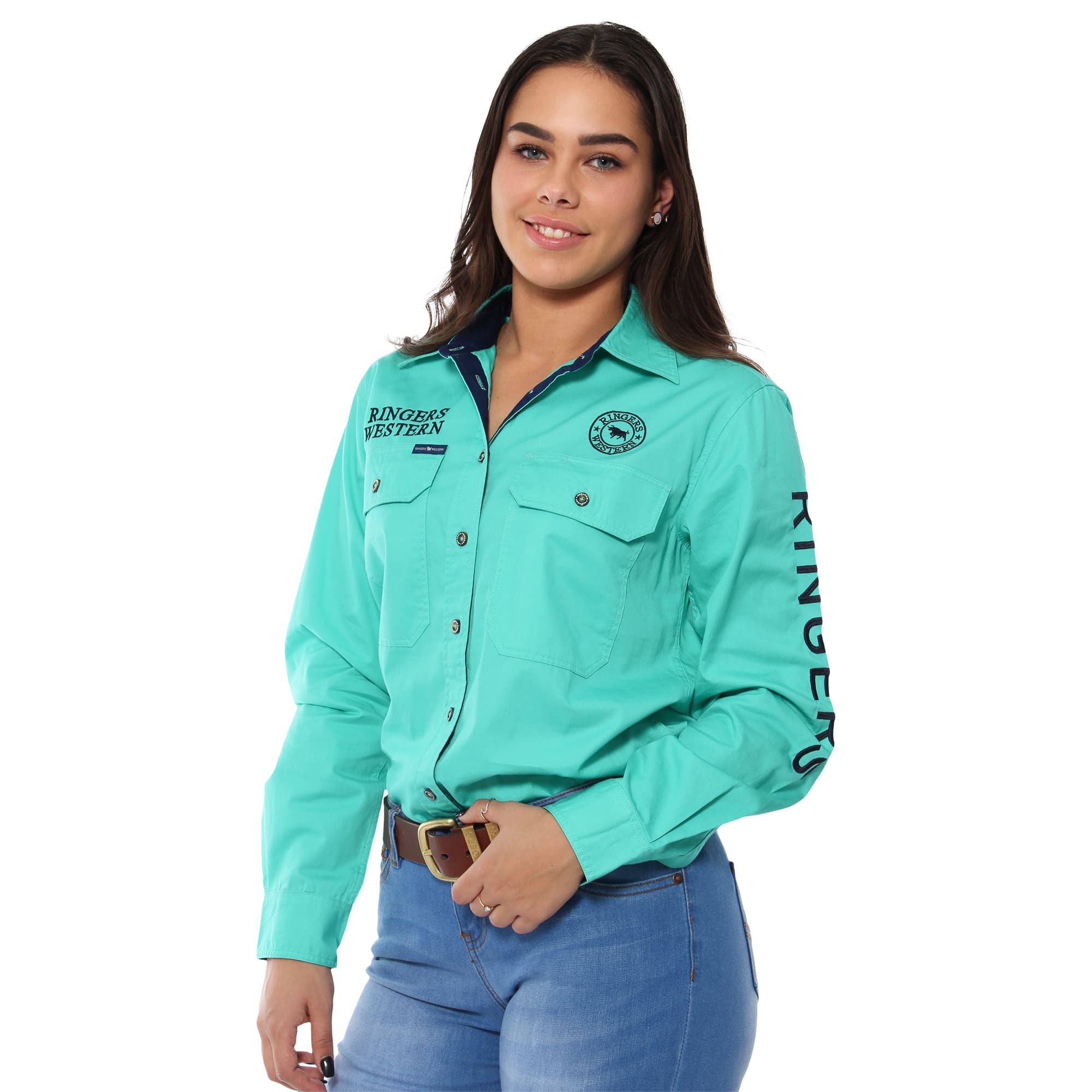 Ringers Jillaroo FB Shirt Black/Melon / 10