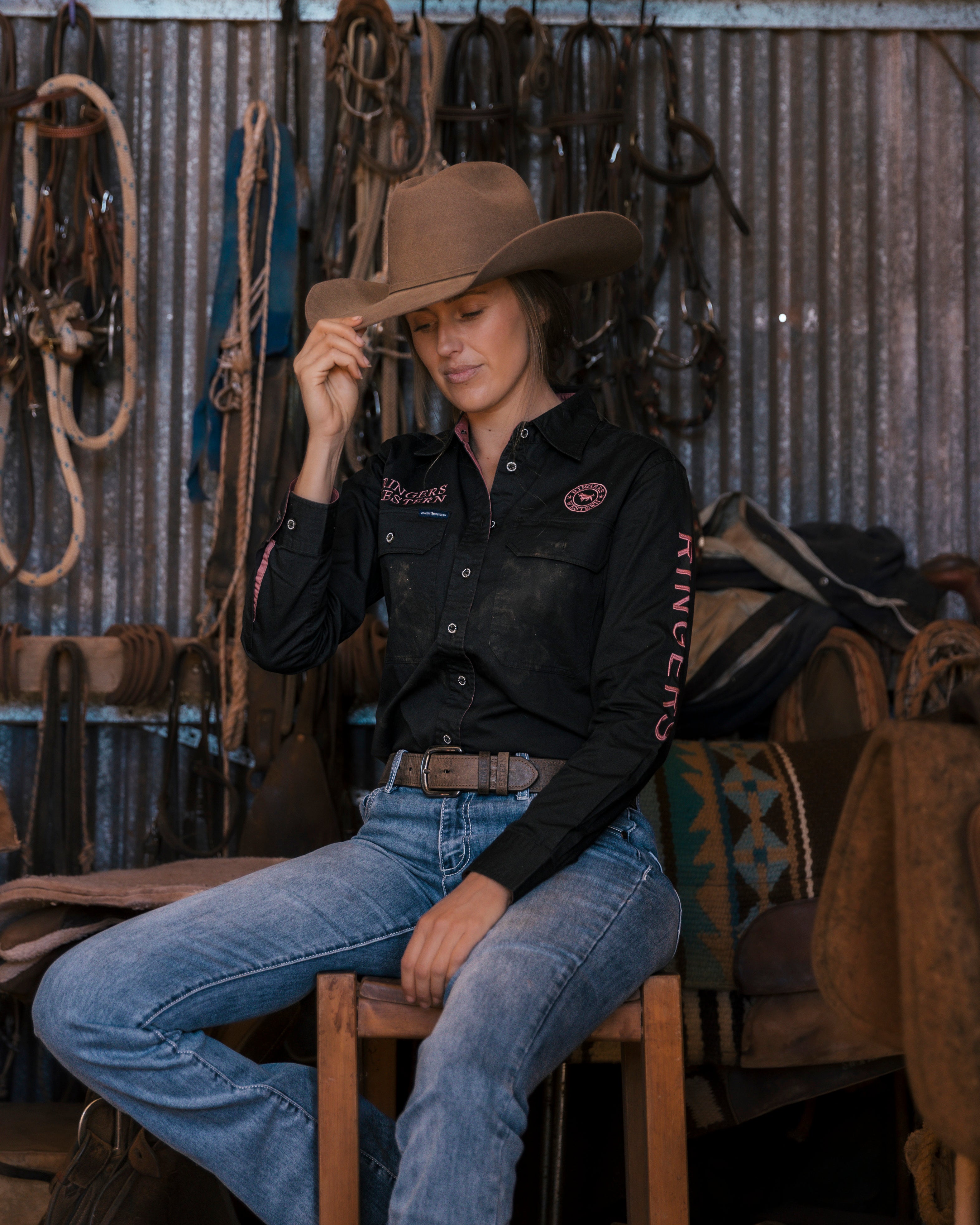 Ringers Jillaroo FB Shirt Black/Melon / 10