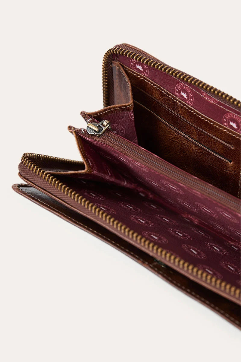 Ringers Toro Dama Zip Purse, White/Brown